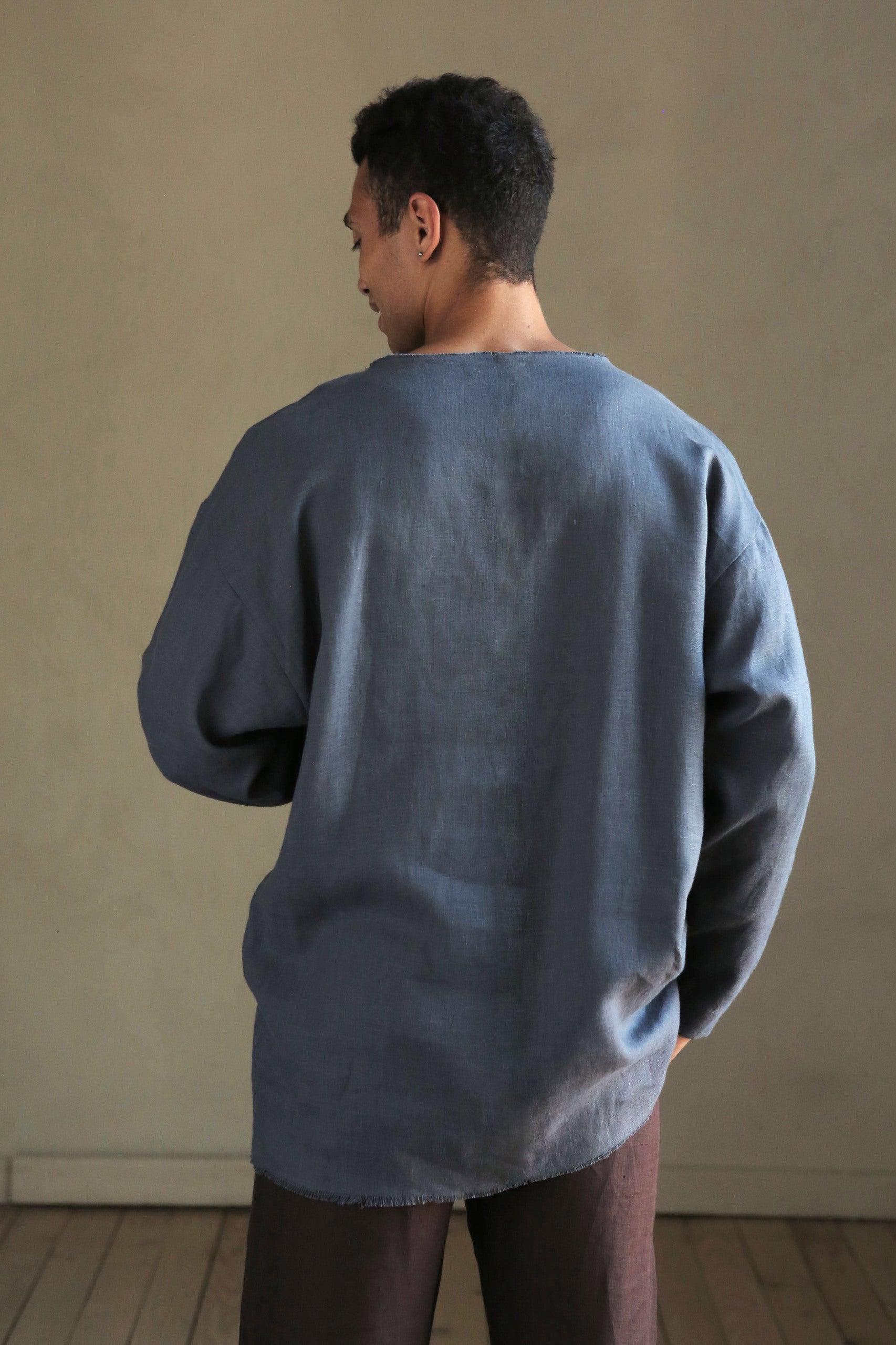 Men’s linen oversizes sweatshirt SAGE in Dark grey