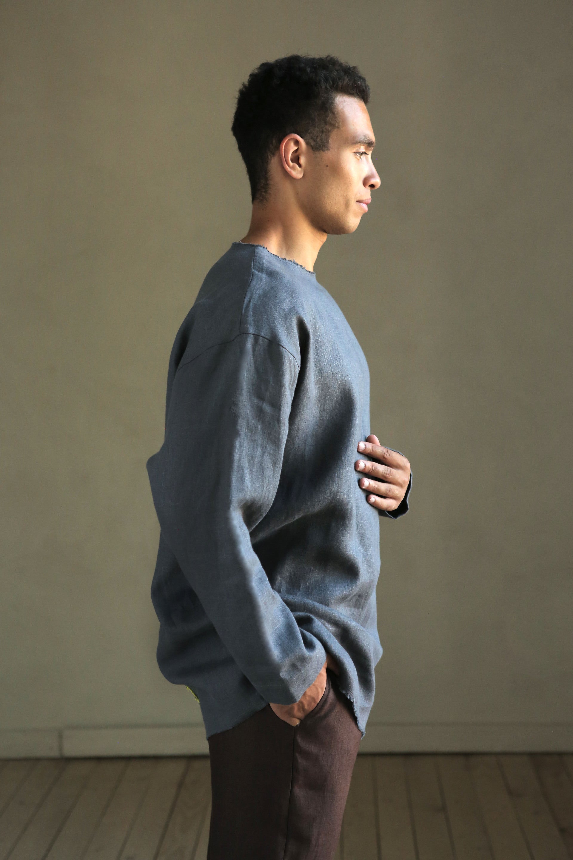 Men’s linen oversizes sweatshirt SAGE in Dark grey