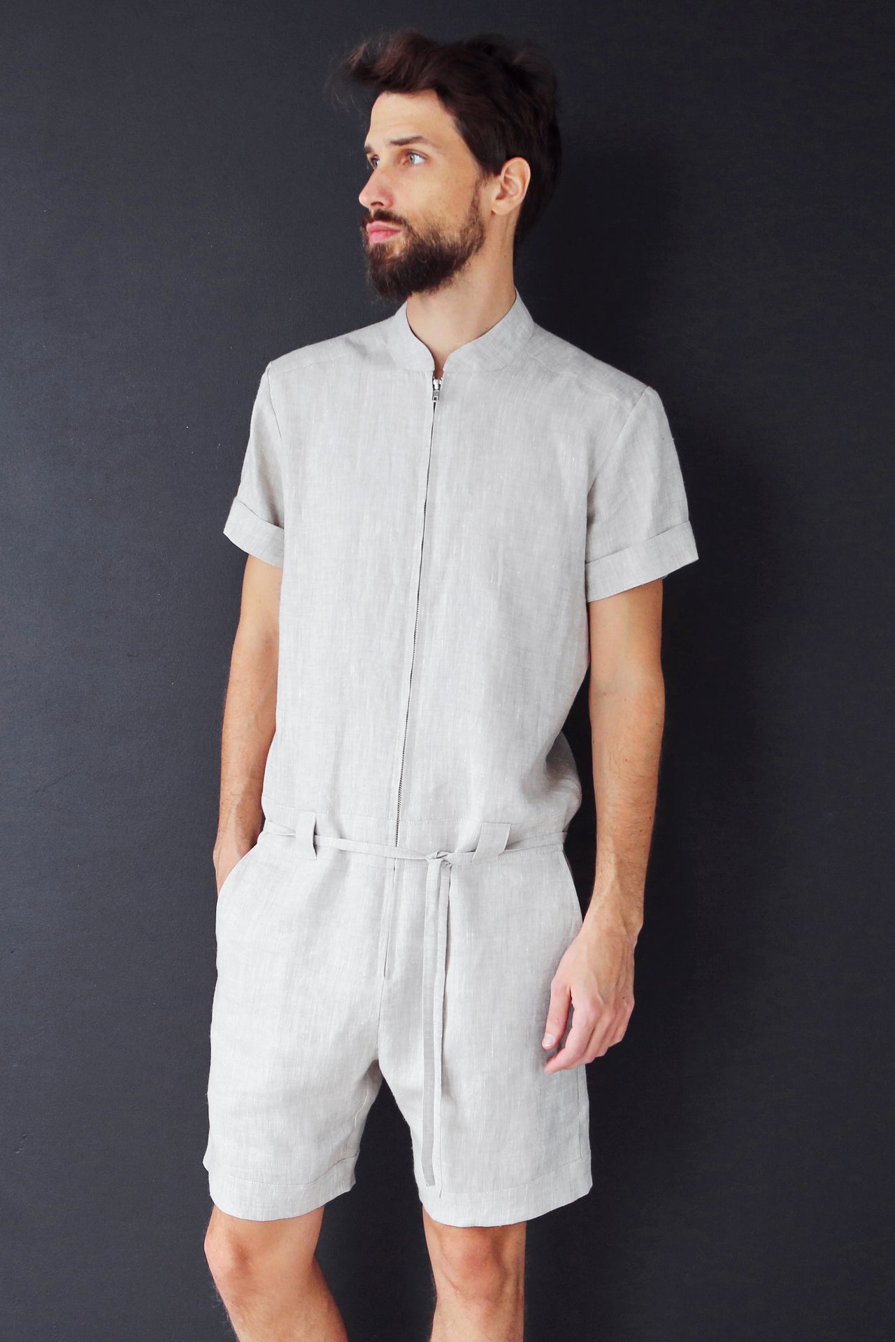 Mens Linen Romper PANDAN in Beige
