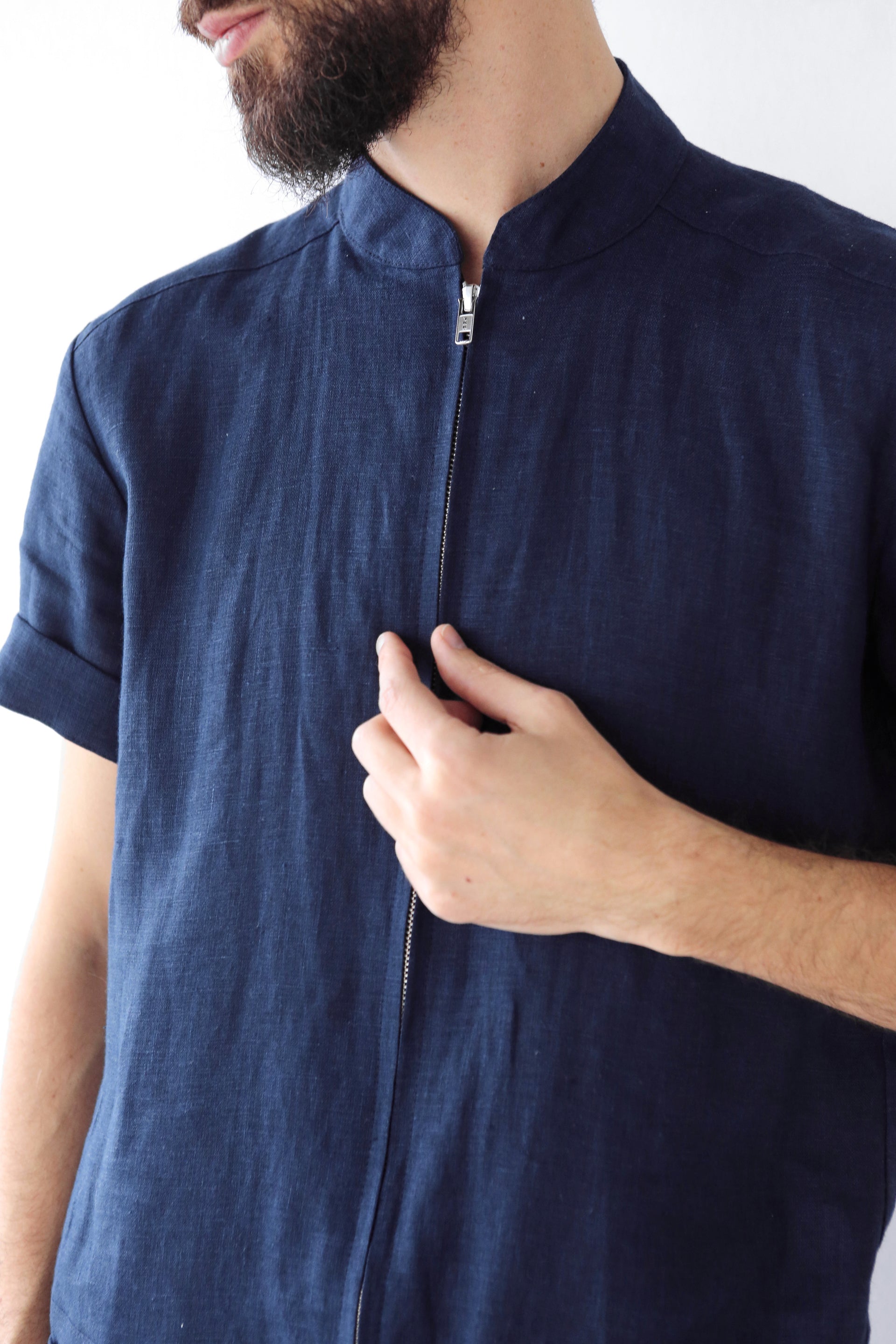 Mens Linen Romper PANDAN in Dark blue