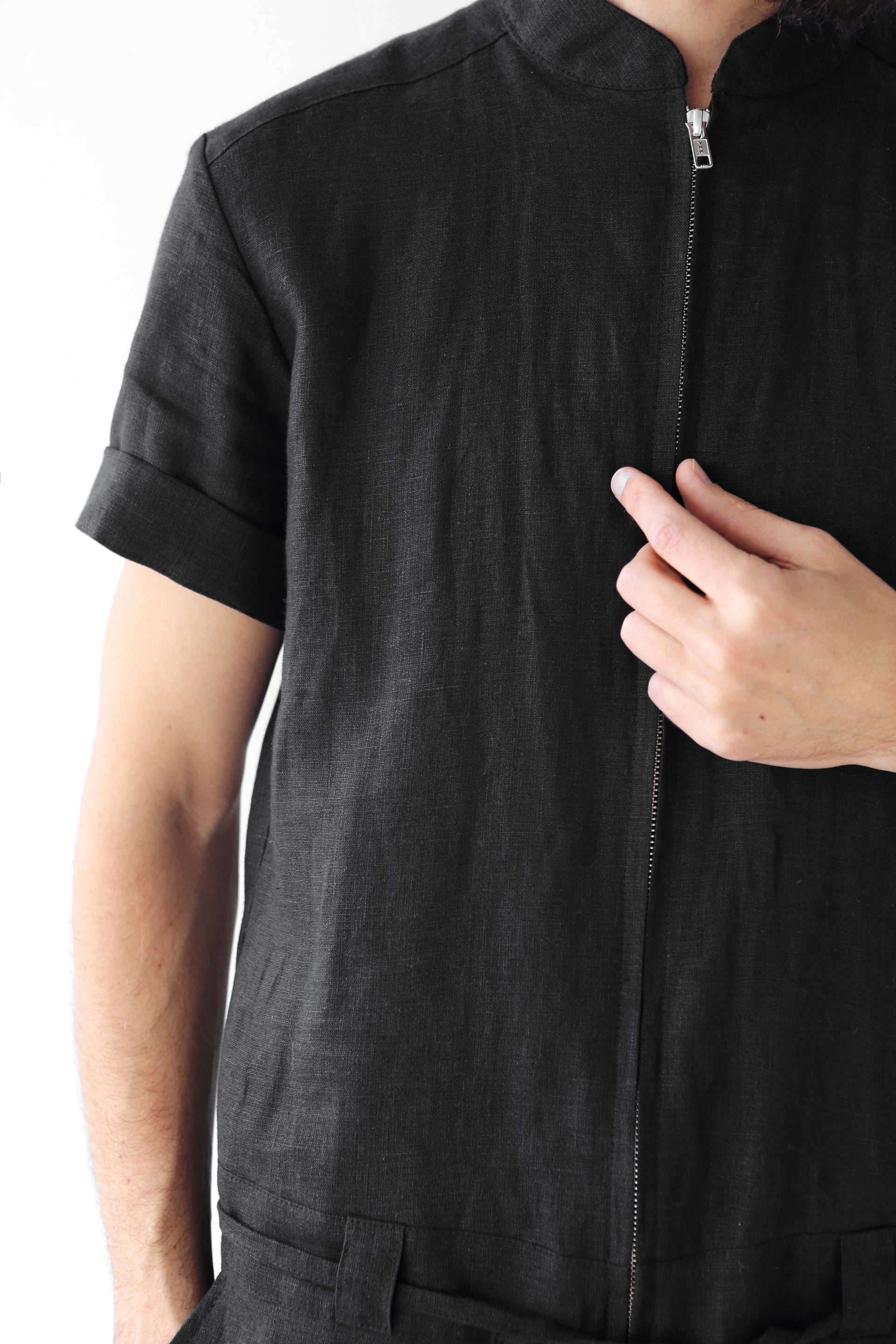 Mens Linen Romper PANDAN in Black