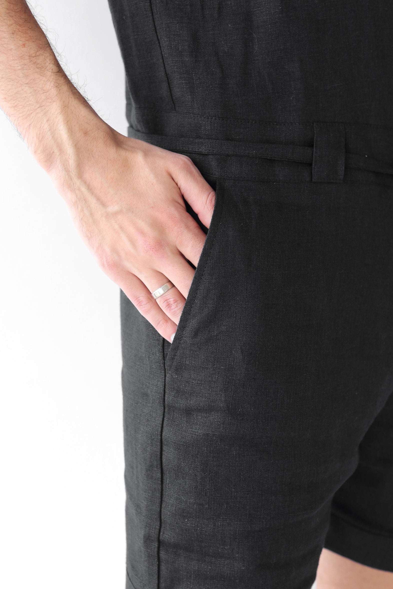 Mens Linen Romper PANDAN in Black