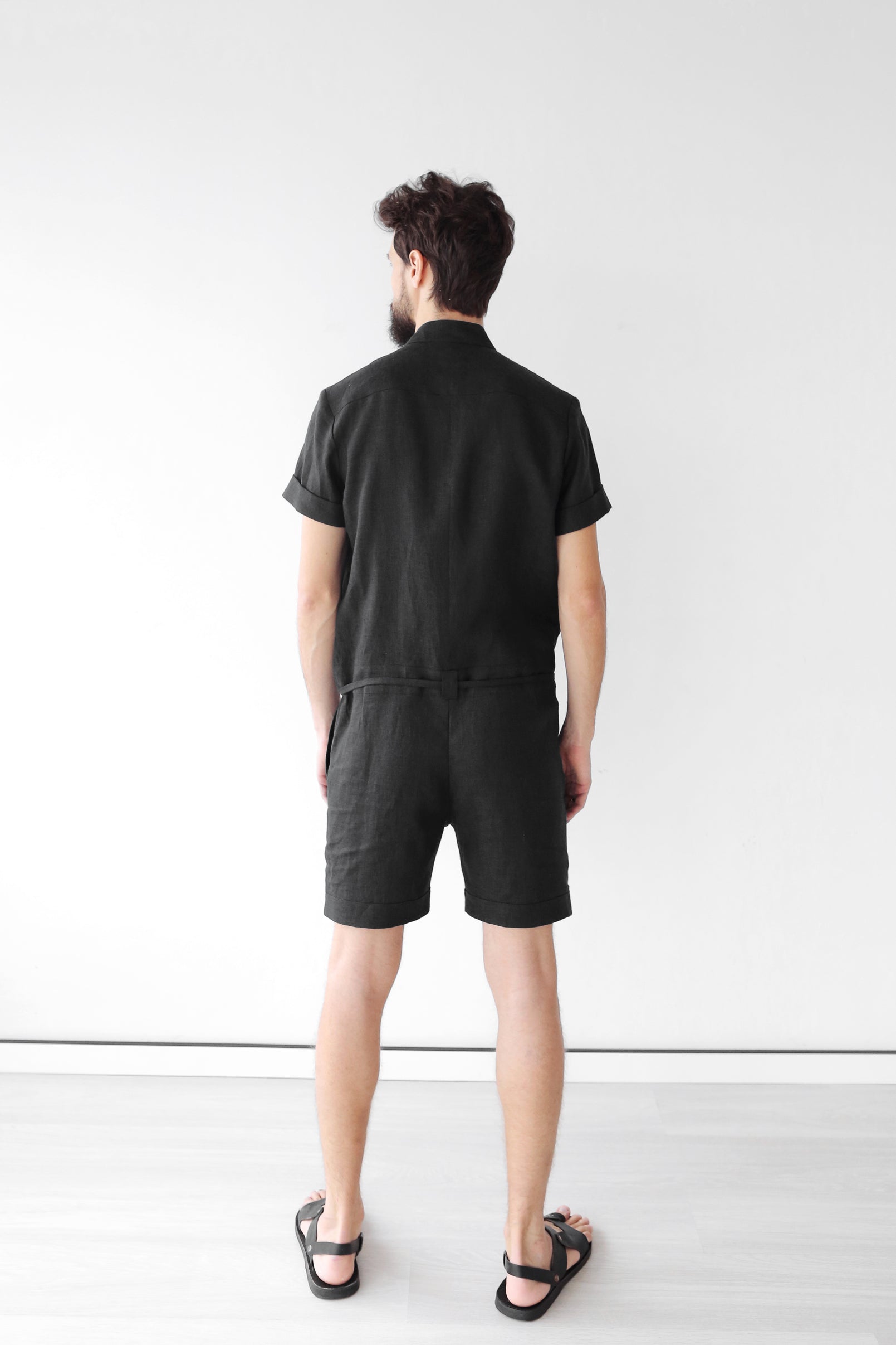 Mens Linen Romper PANDAN in Black