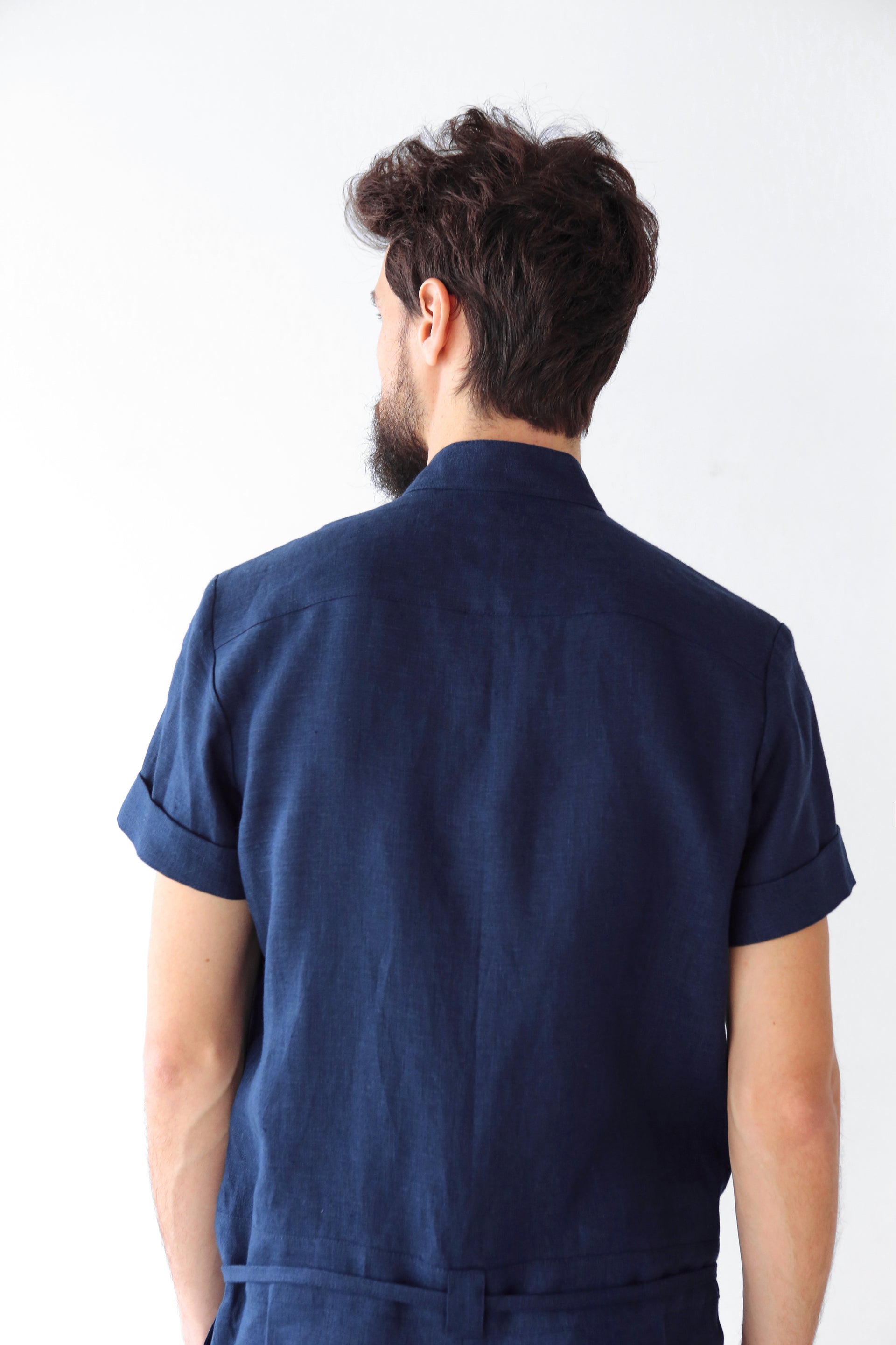 Mens Linen Romper PANDAN in Dark blue