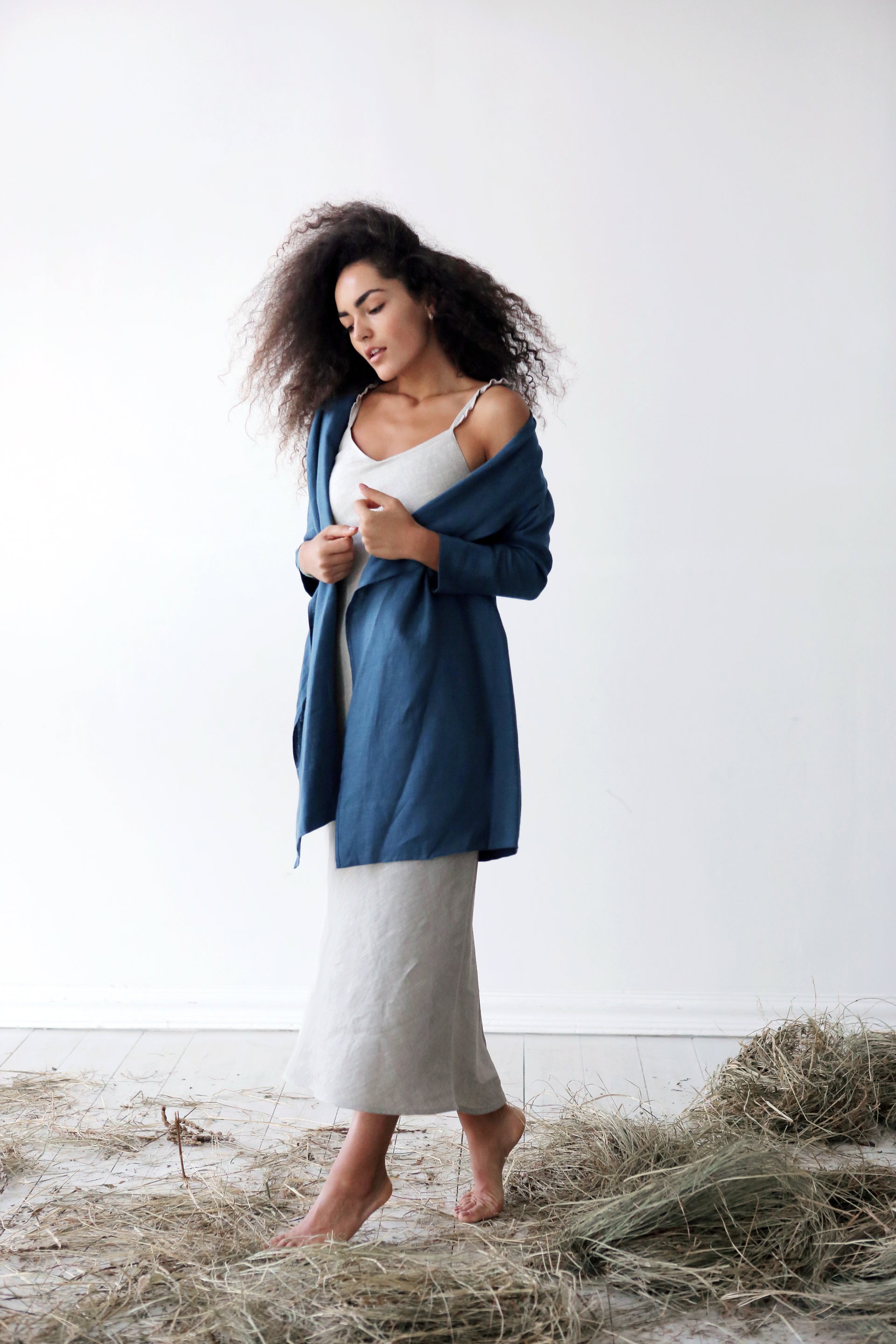 Women's Linen Cardigan DALEA in Navy blue