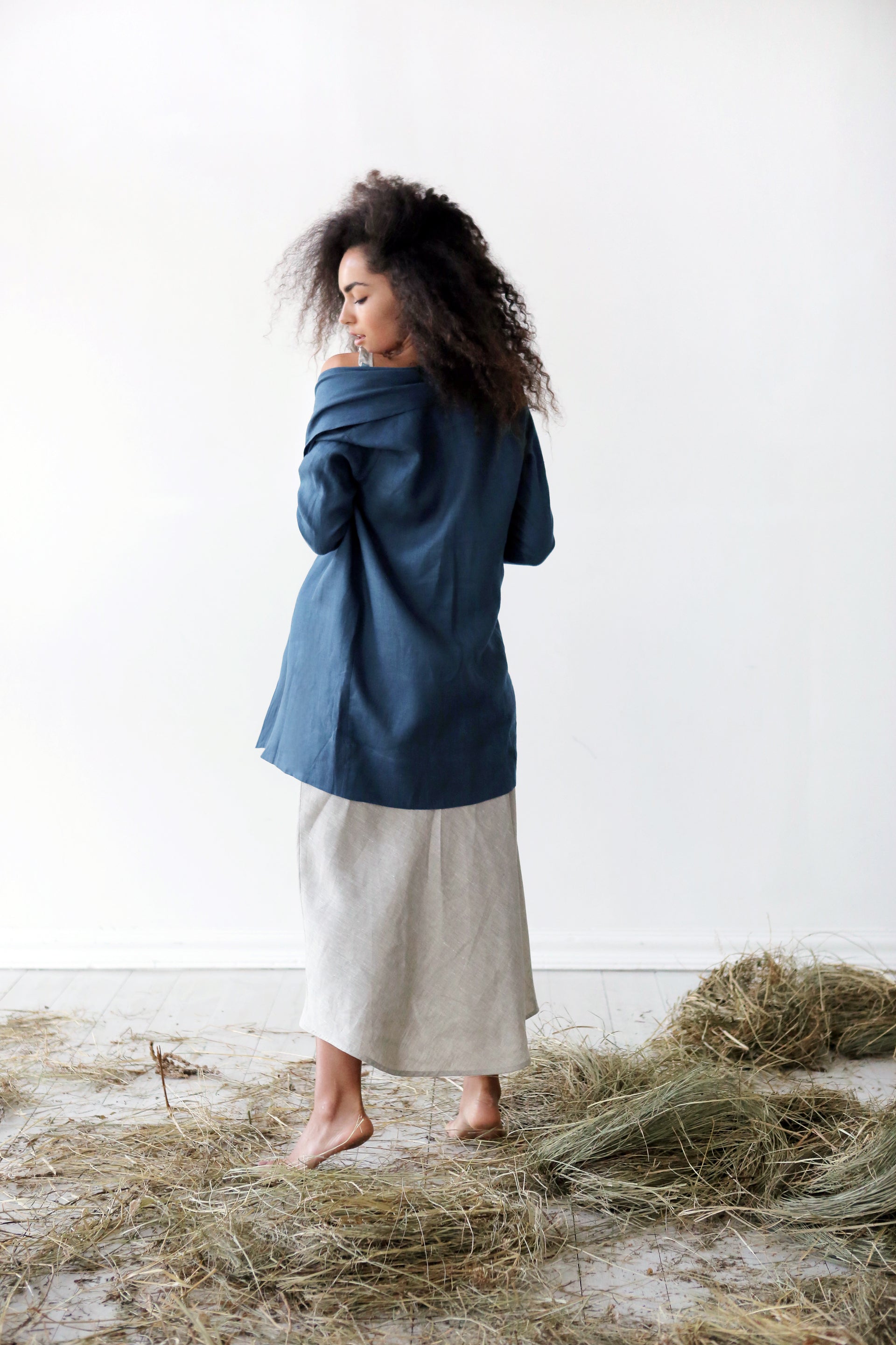 Women's Linen Cardigan DALEA in Navy blue