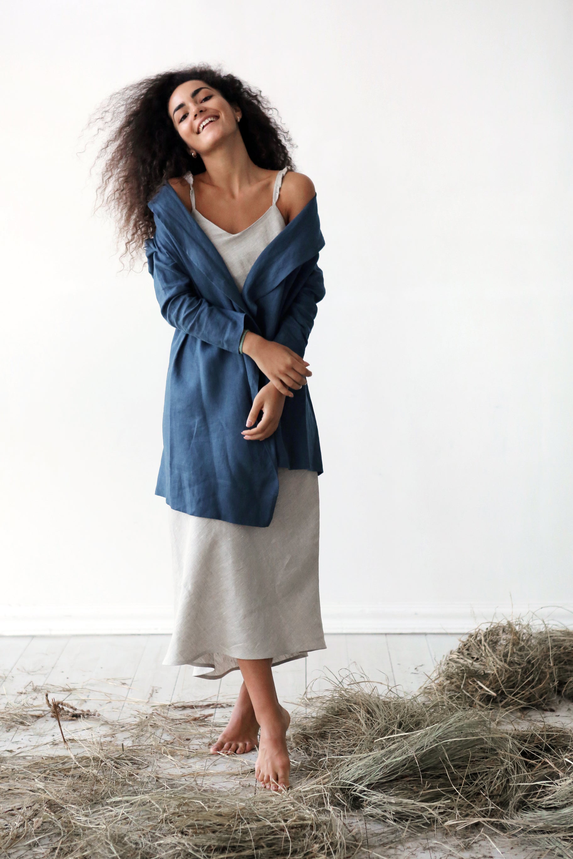 Women's Linen Cardigan DALEA in Navy blue