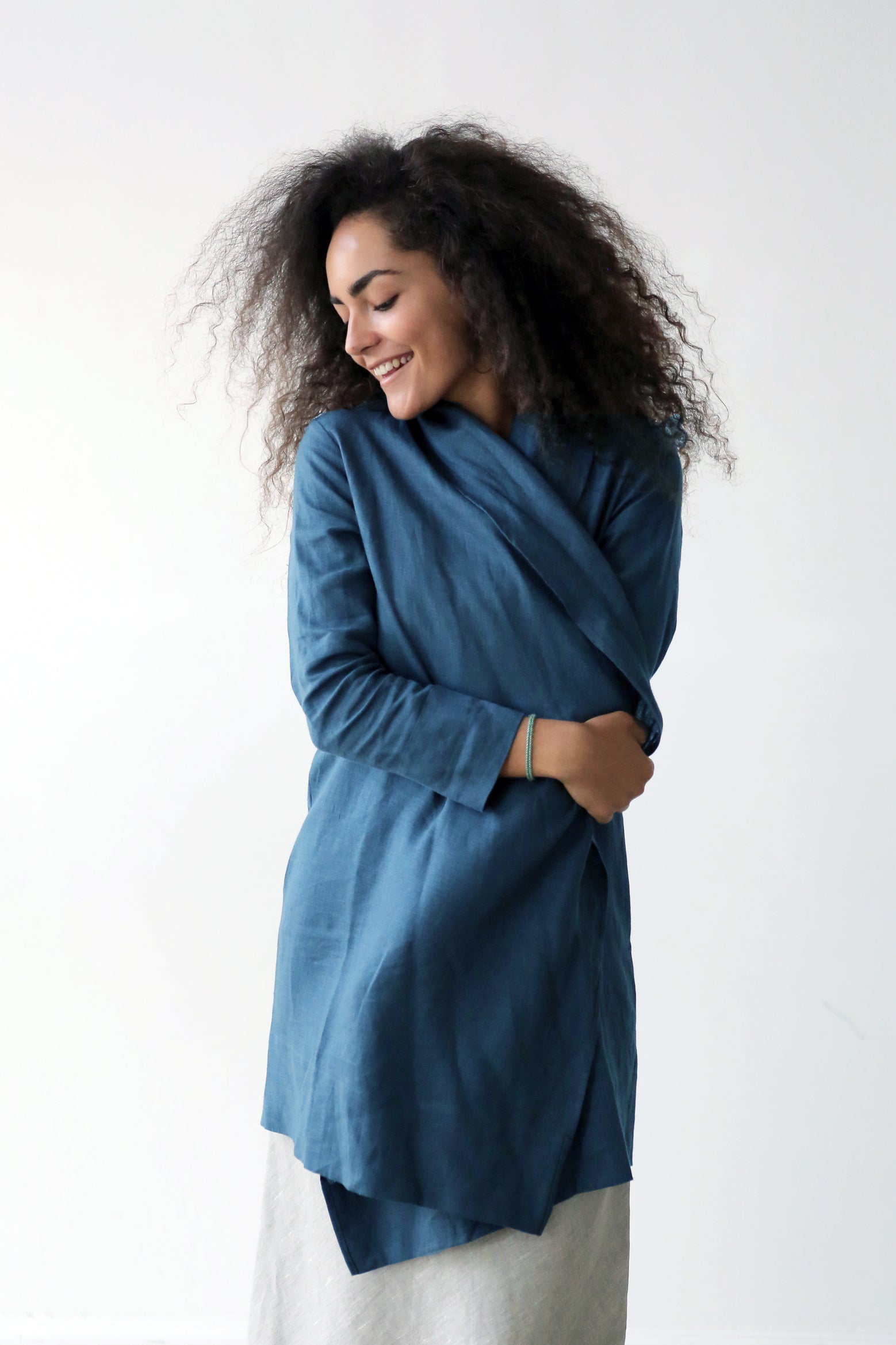 Women's Linen Cardigan DALEA in Navy blue