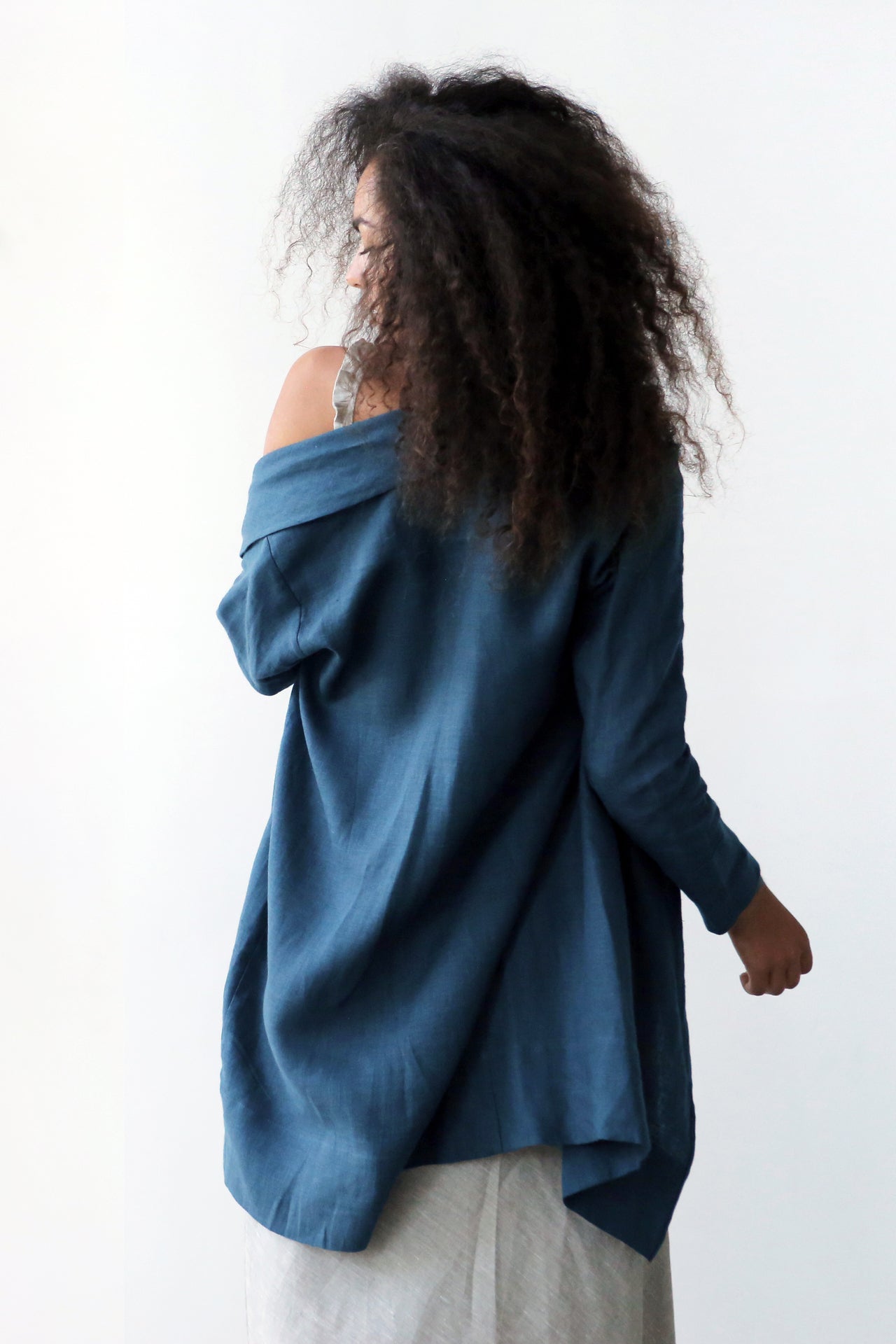 Women's Linen Cardigan DALEA in Navy blue