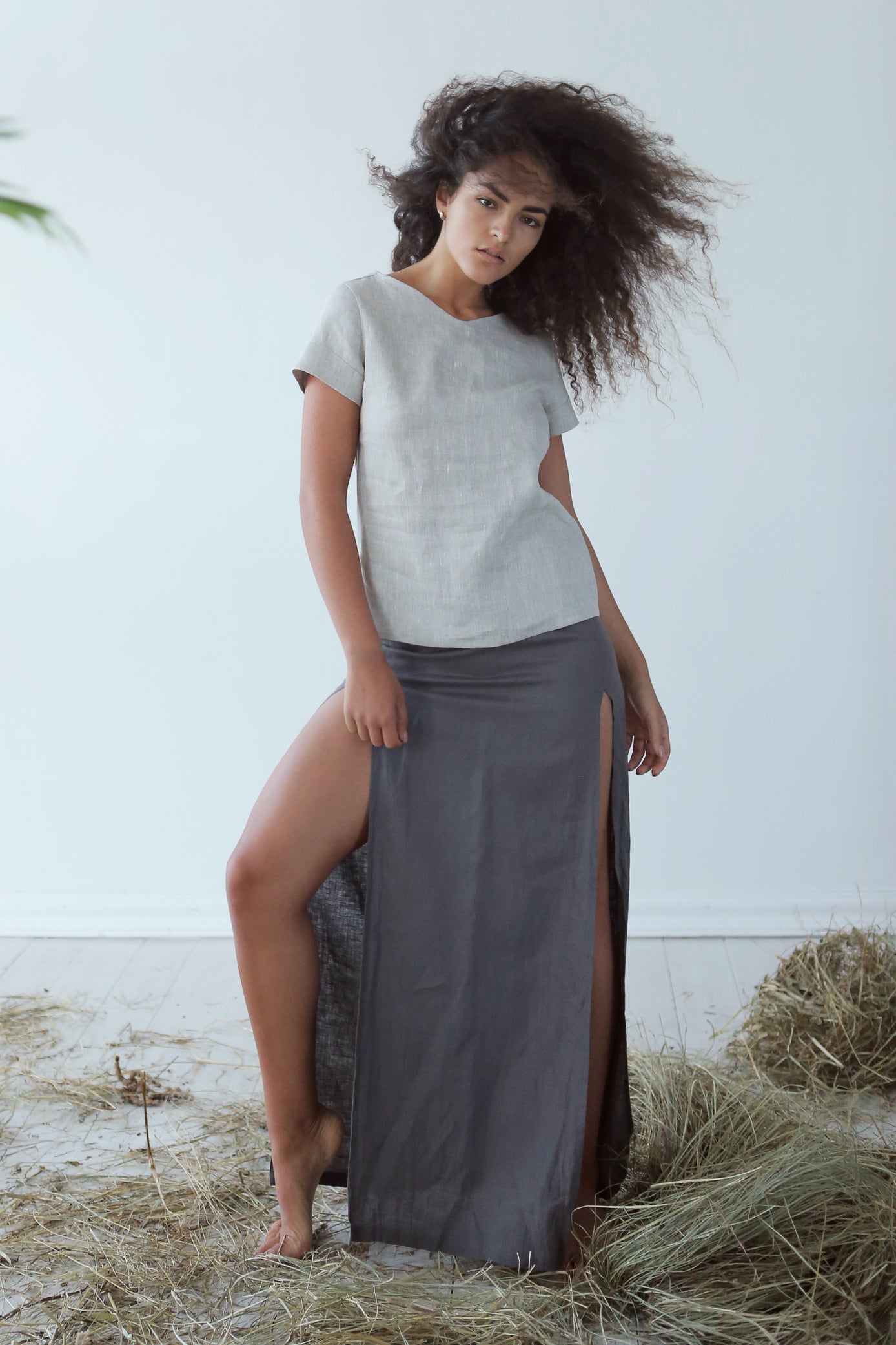 Women's Linen T-Shirt NERINE in Beige