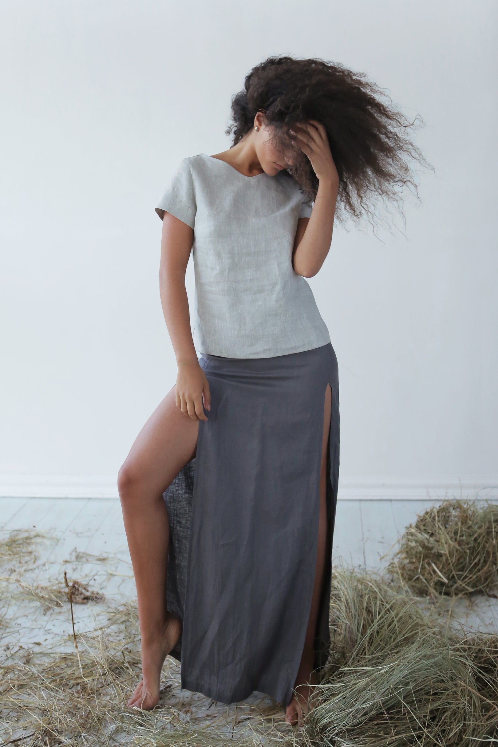 Women's Linen T-Shirt NERINE in Beige