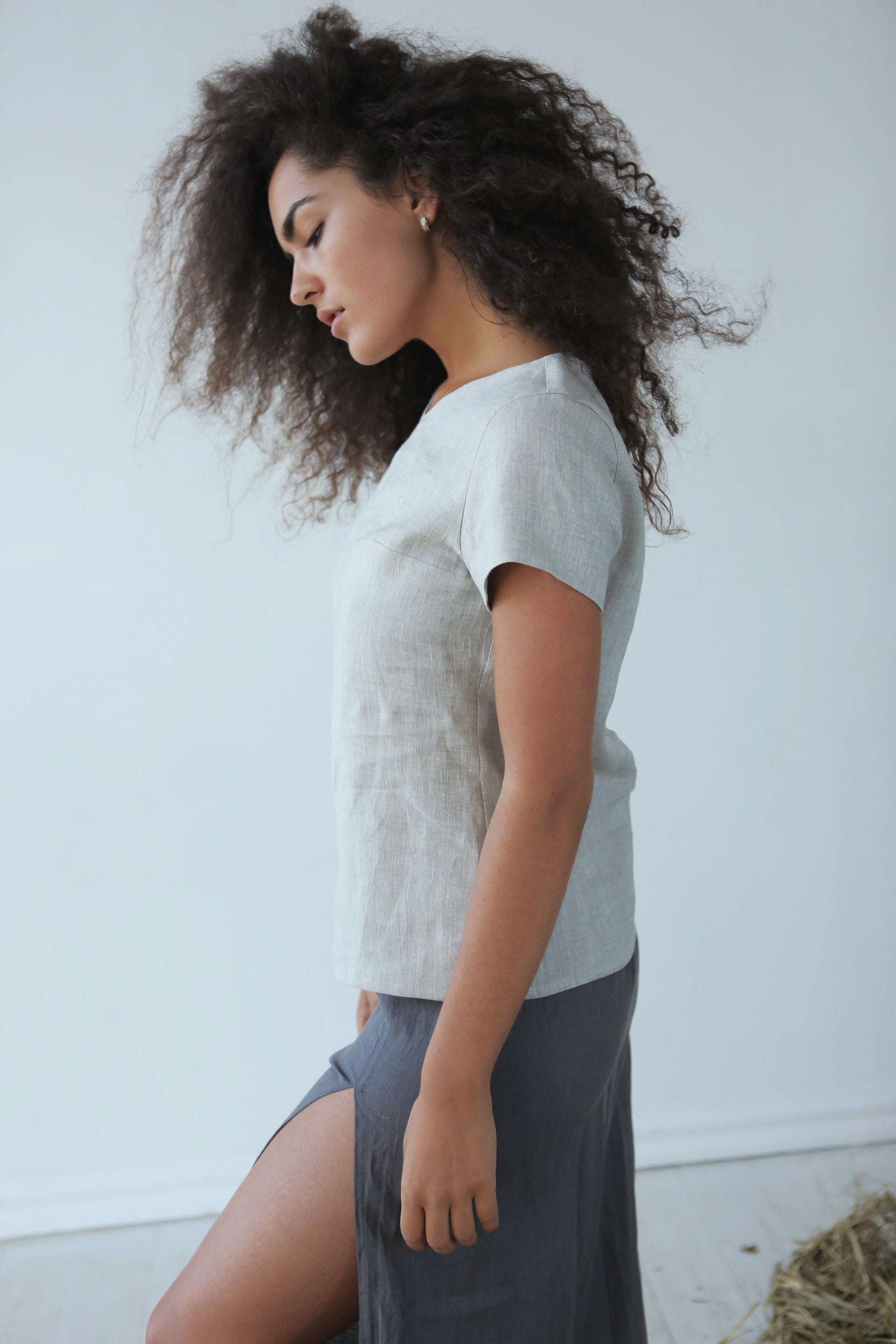 Women's Linen T-Shirt NERINE in Beige