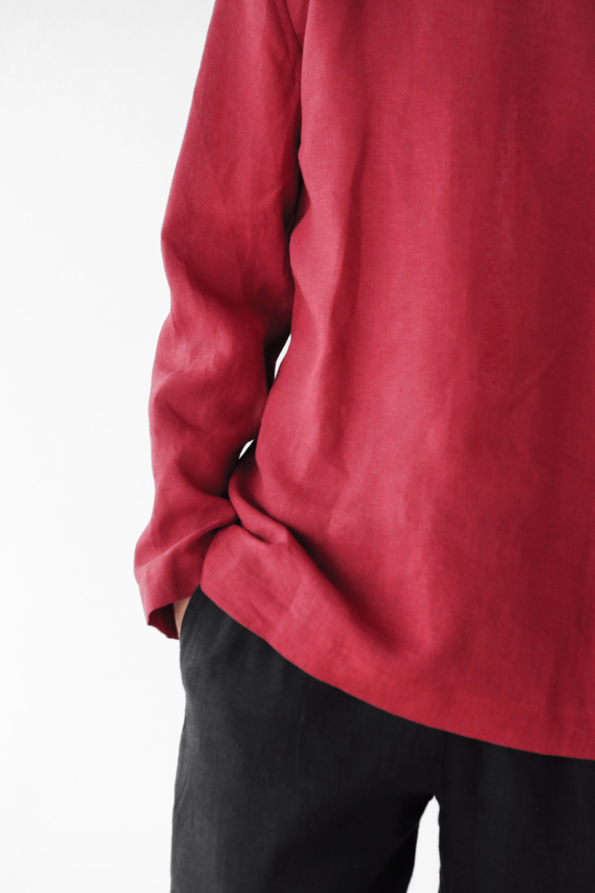Long Sleeve Linen T-Shirt BIRCH in Red