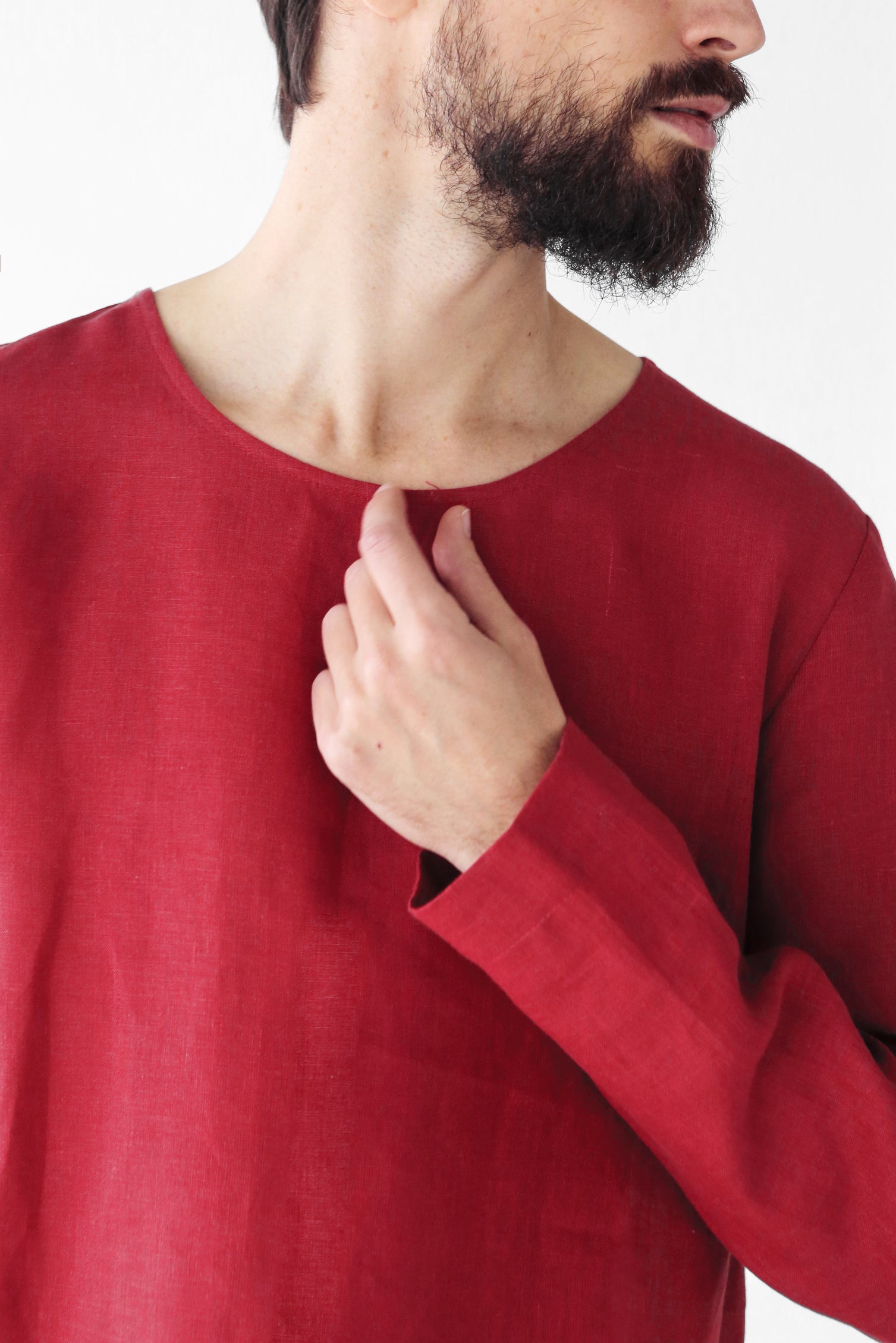 Long Sleeve Linen T-Shirt BIRCH in Red