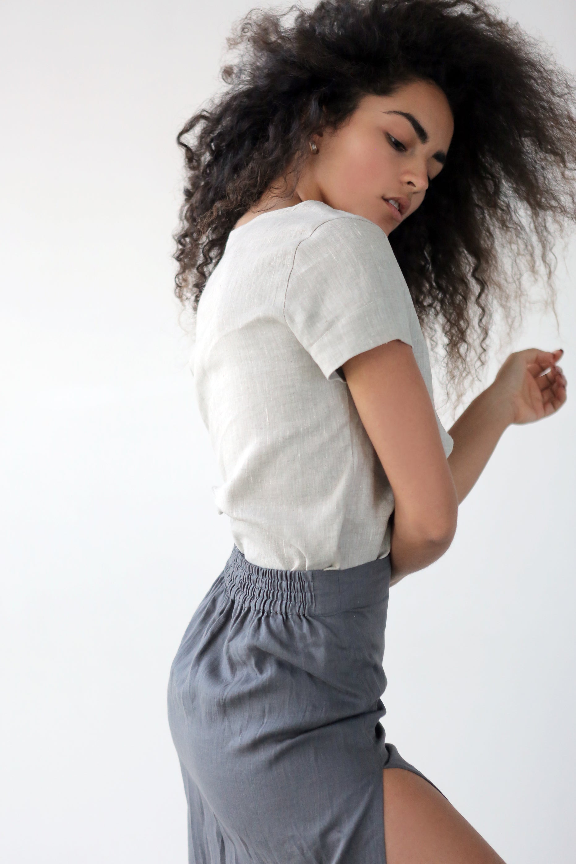 Women’s Linen Skirt SENNA in Dark grey