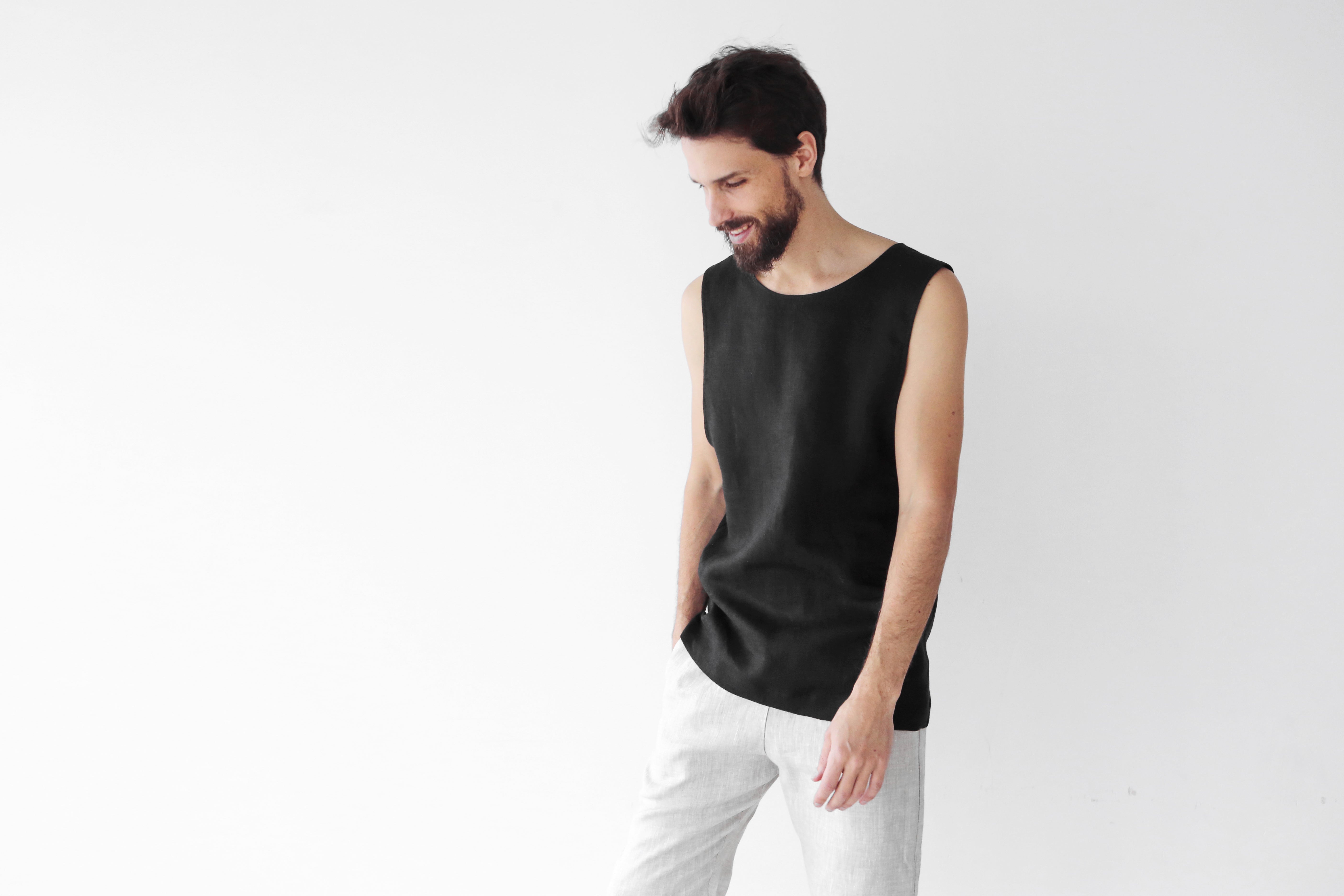 Men’s Sleeveless T-Shirt BAMBOO in Black