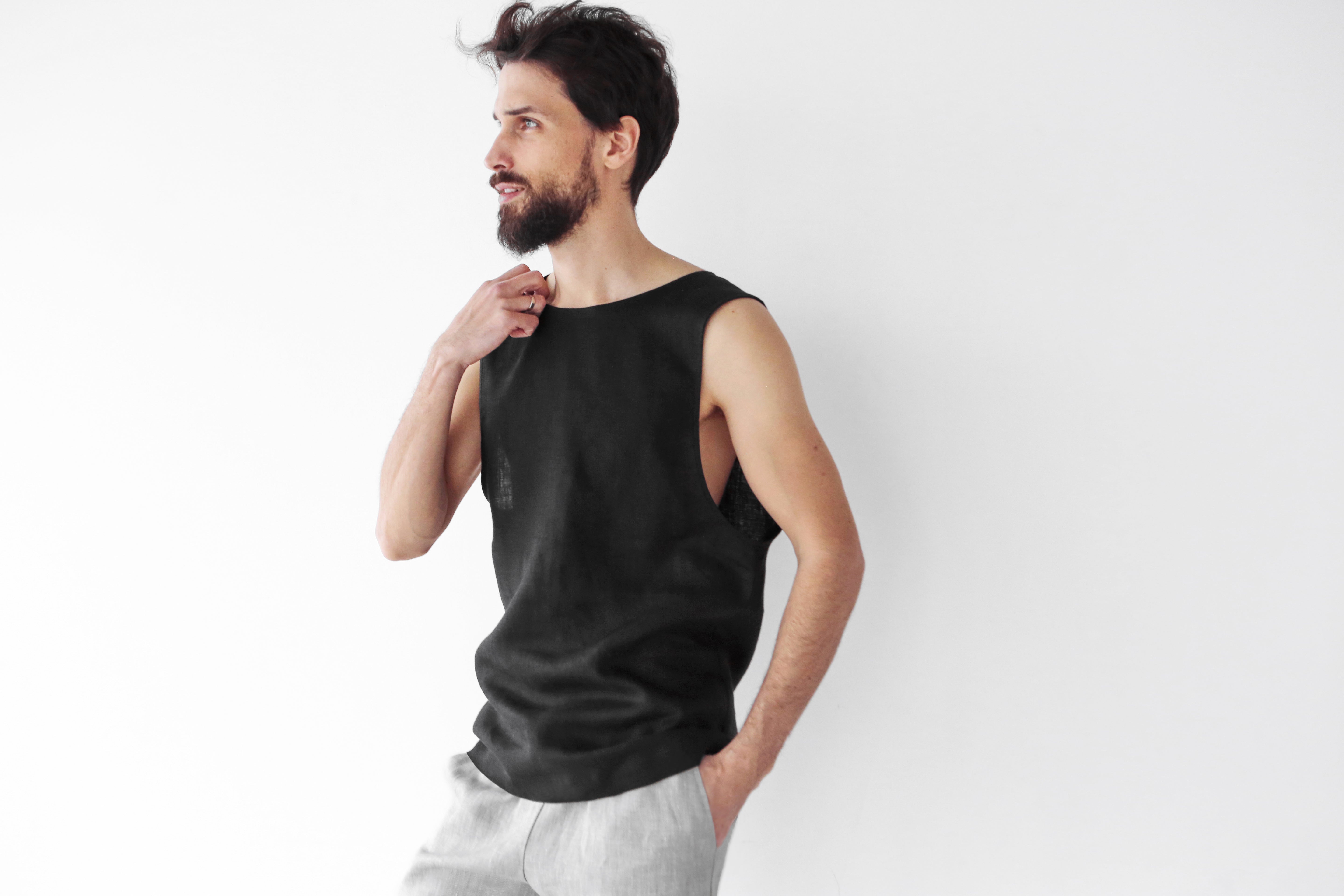Men’s Sleeveless T-Shirt BAMBOO in Black