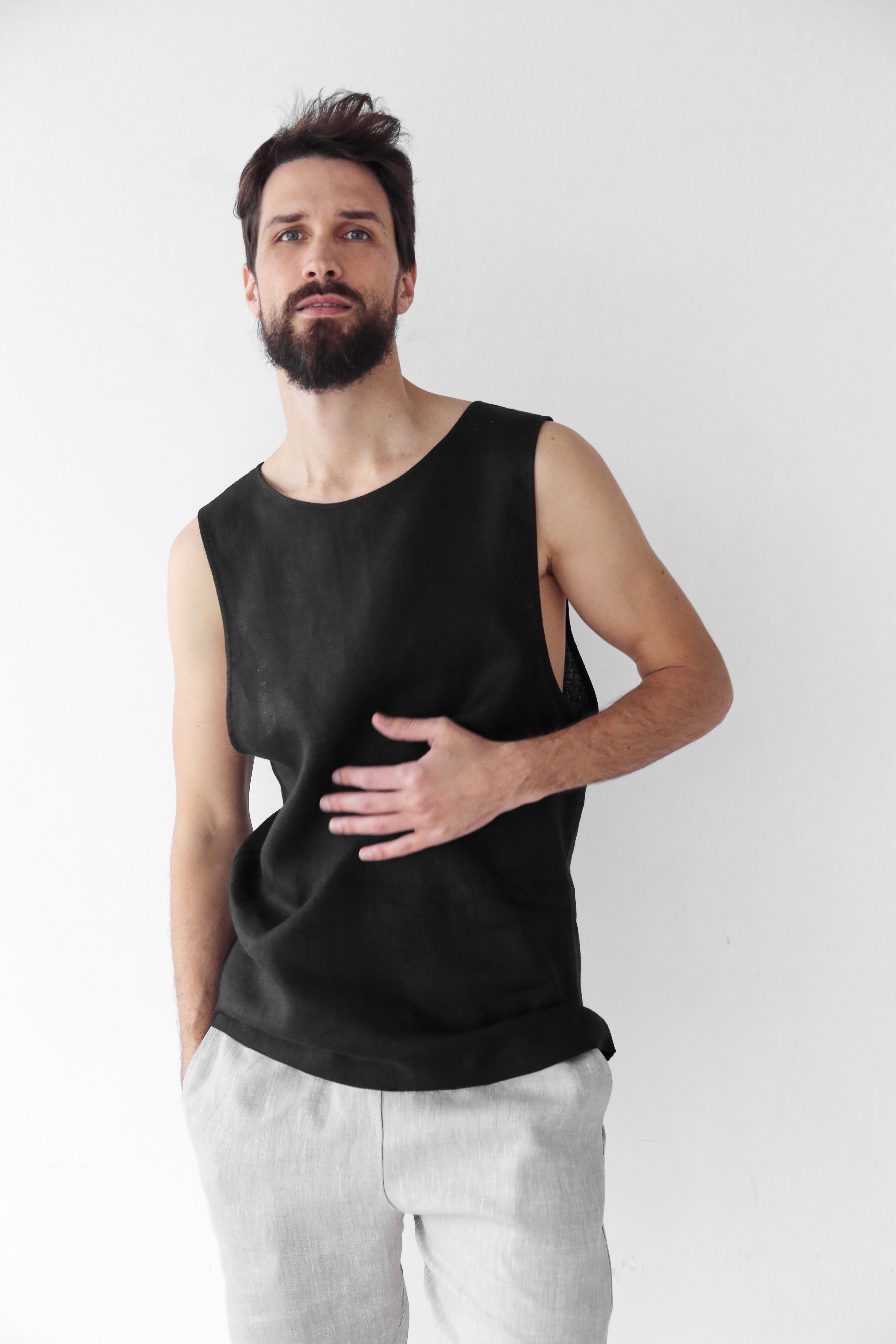 Men’s Sleeveless T-Shirt BAMBOO in Black