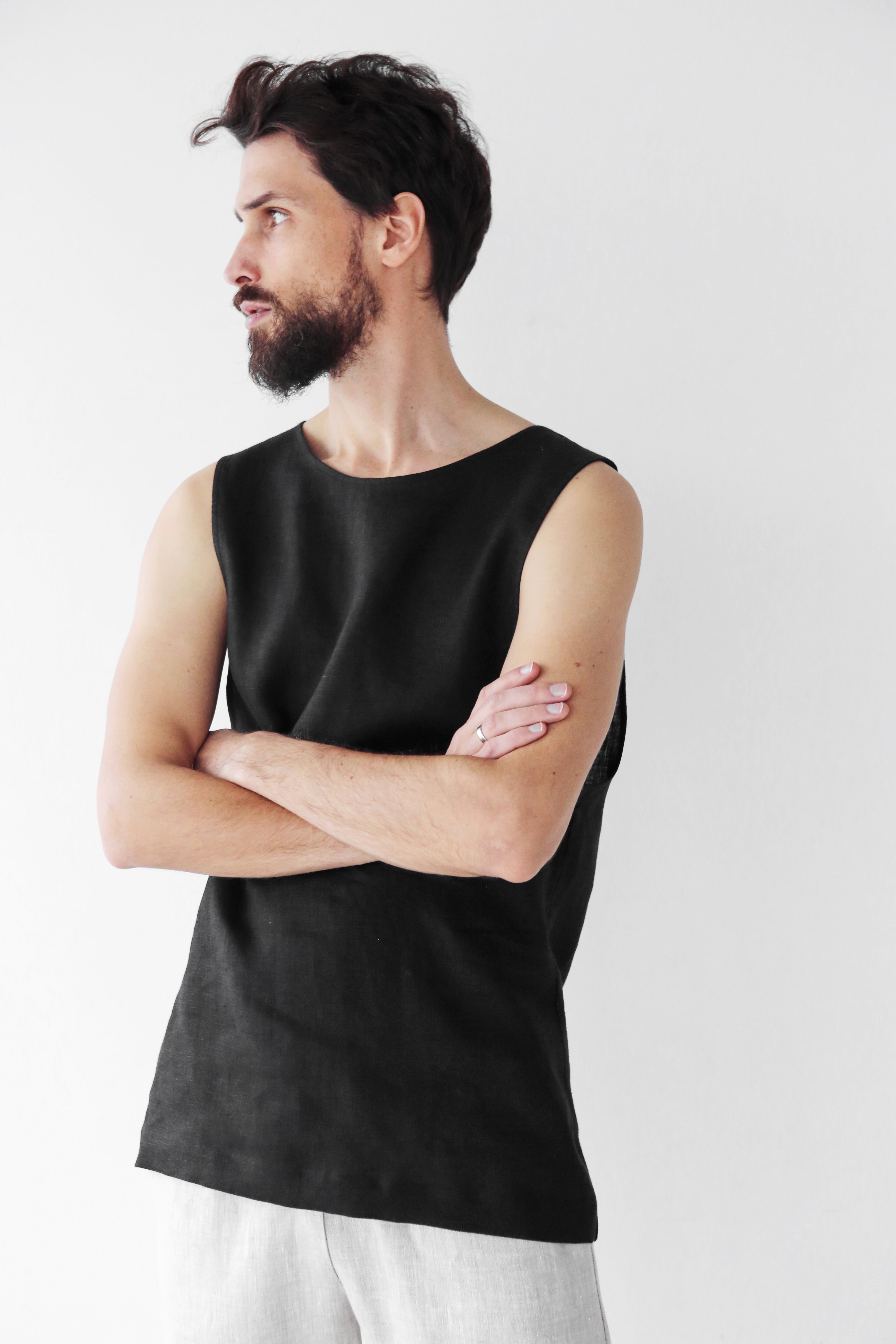 Men’s Sleeveless T-Shirt BAMBOO in Black