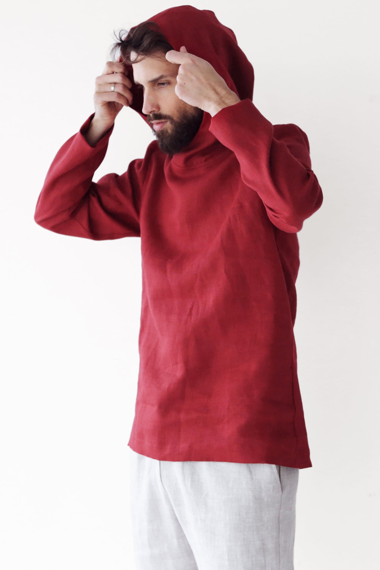 Men’s Linen Hoodie BALSA in Red