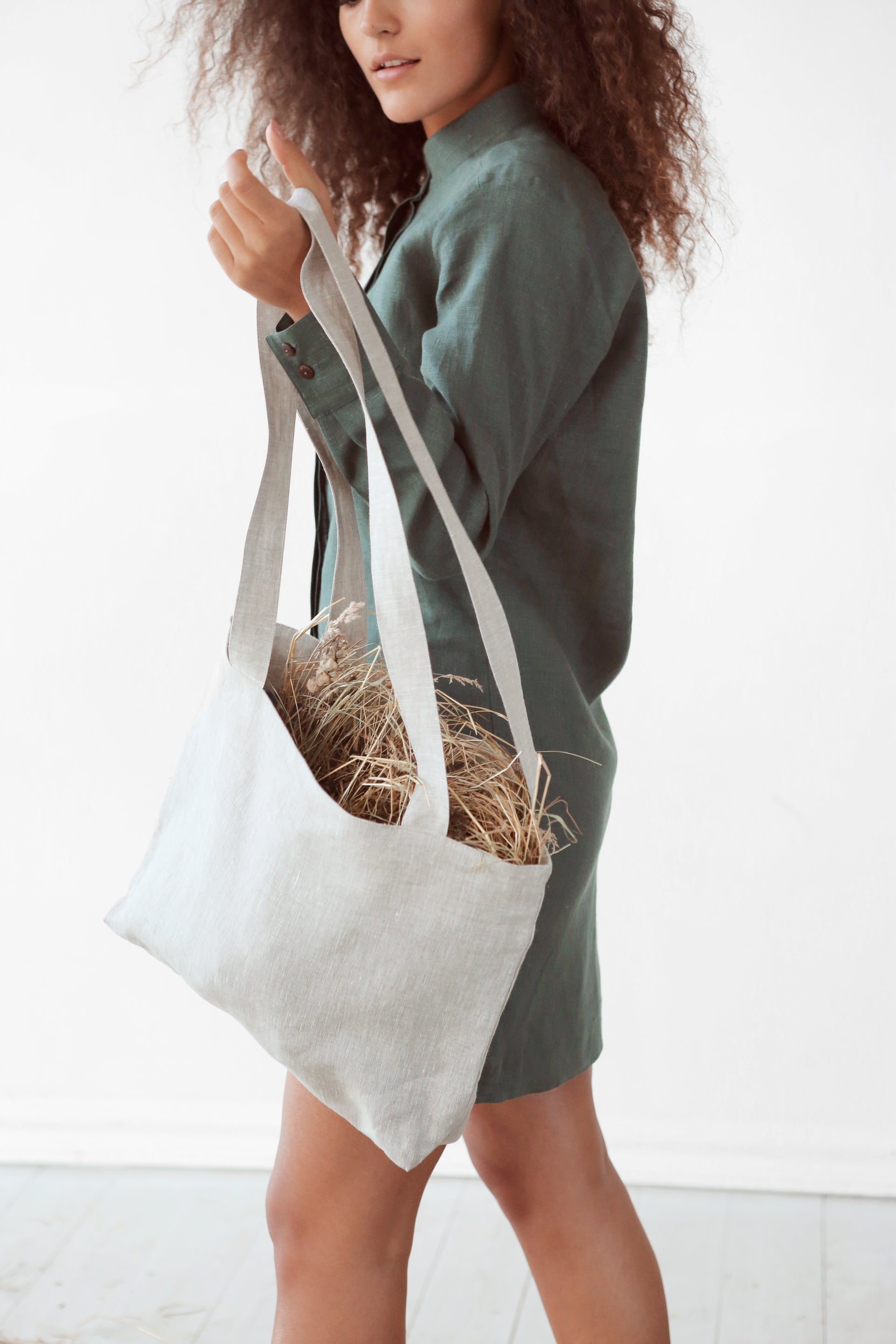 Linen Tote Bag JATRO in Beige