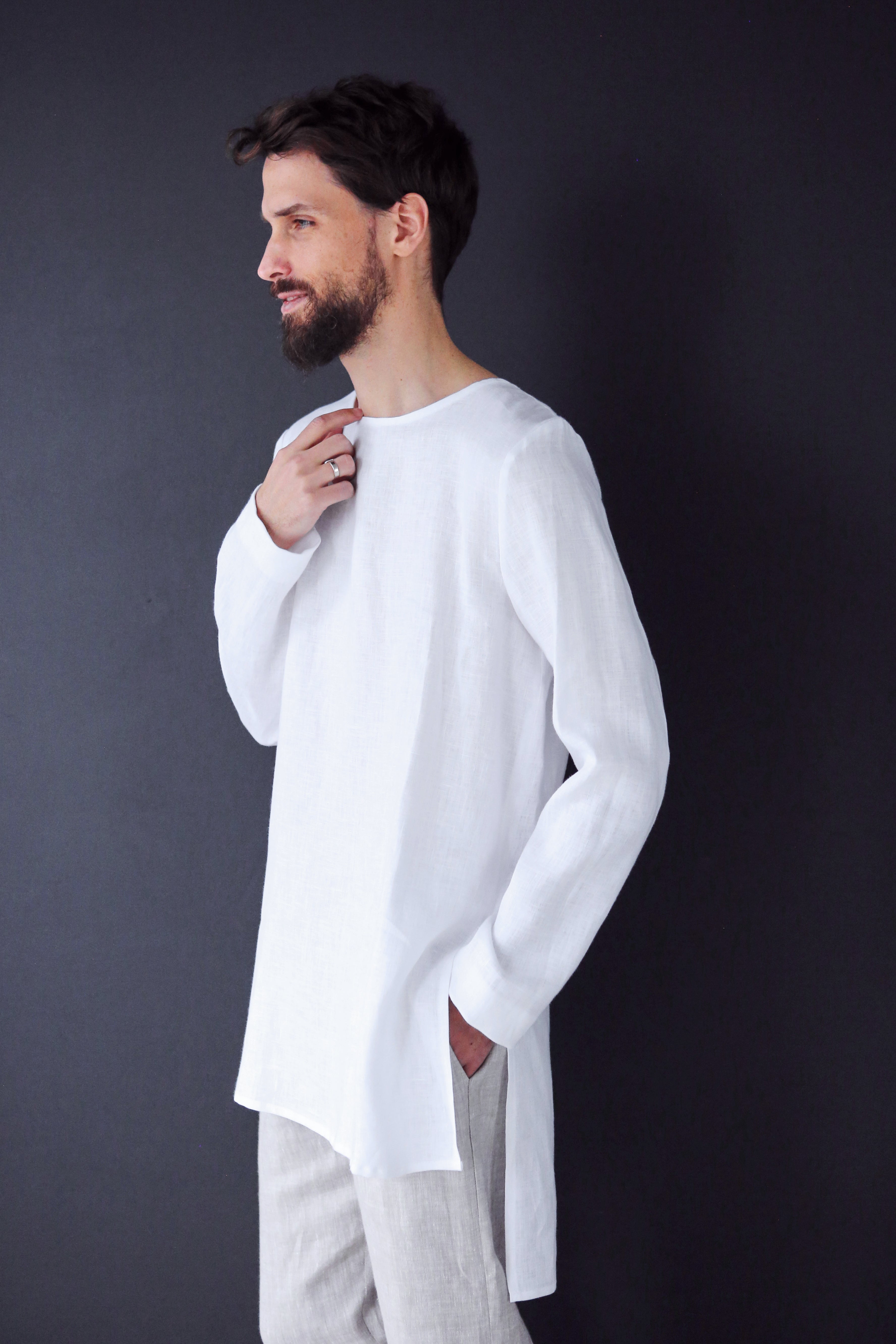 Men’s Linen Tunic MAPLE in White