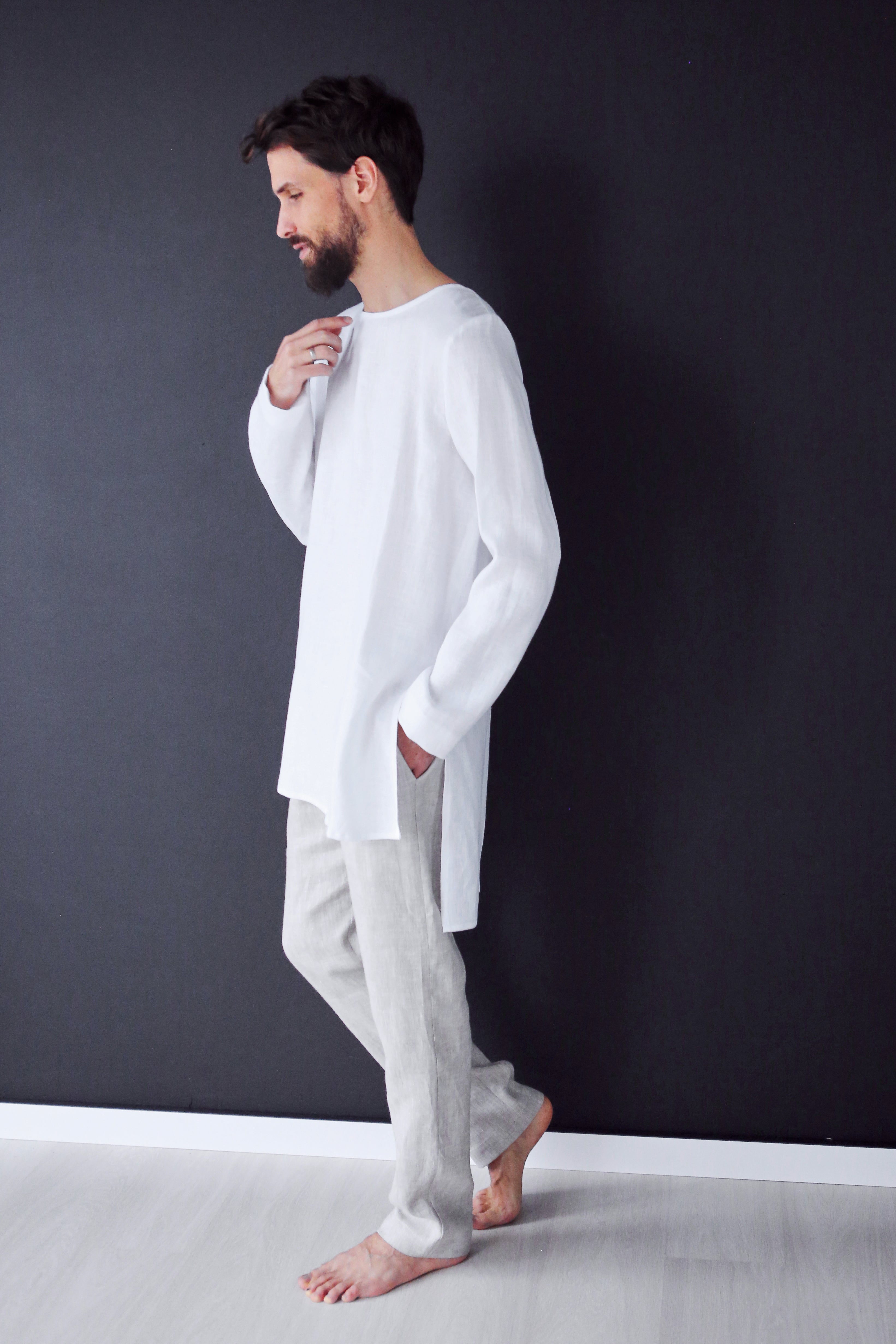 Men’s Linen Tunic MAPLE in White