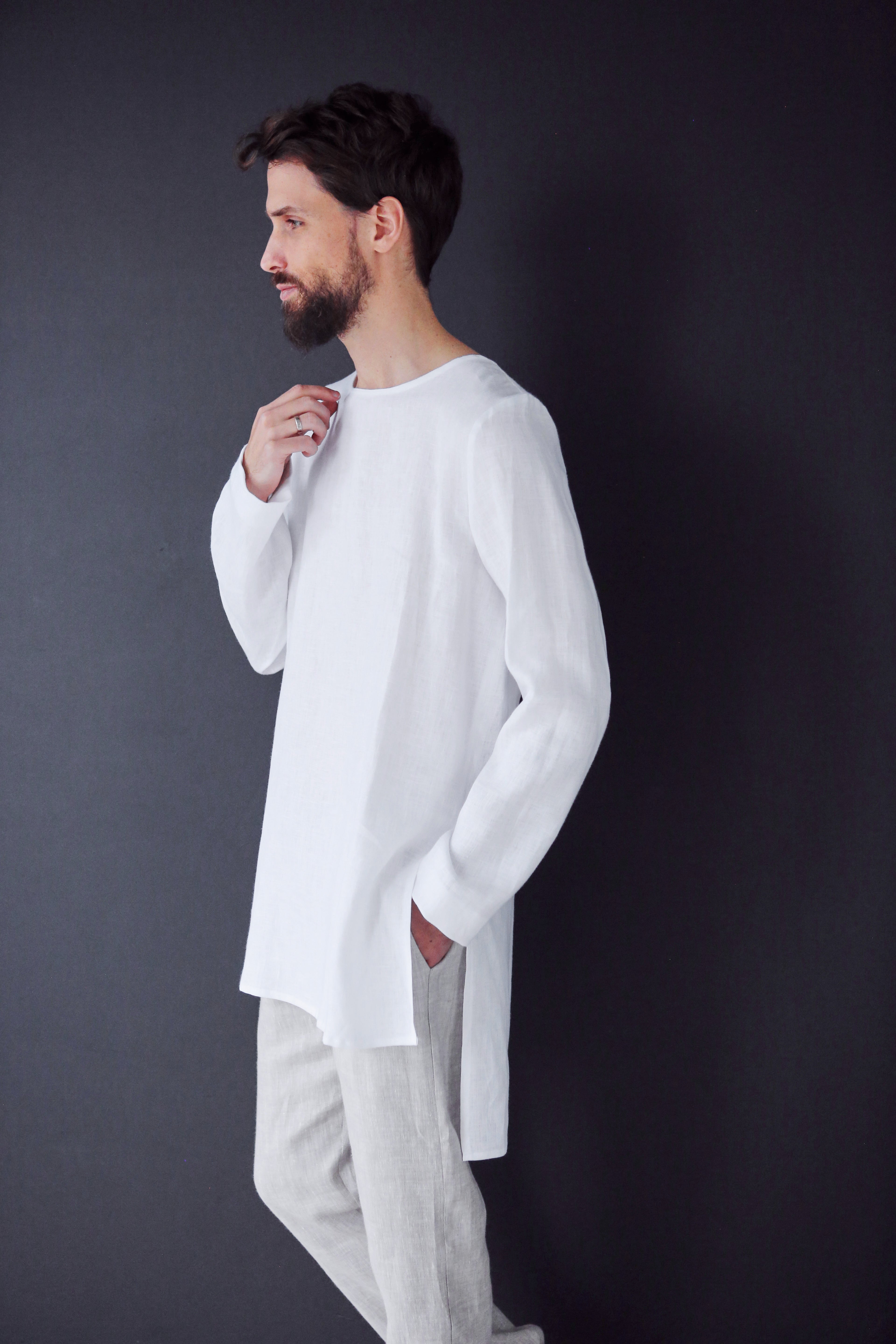 Men’s Linen Tunic MAPLE in White