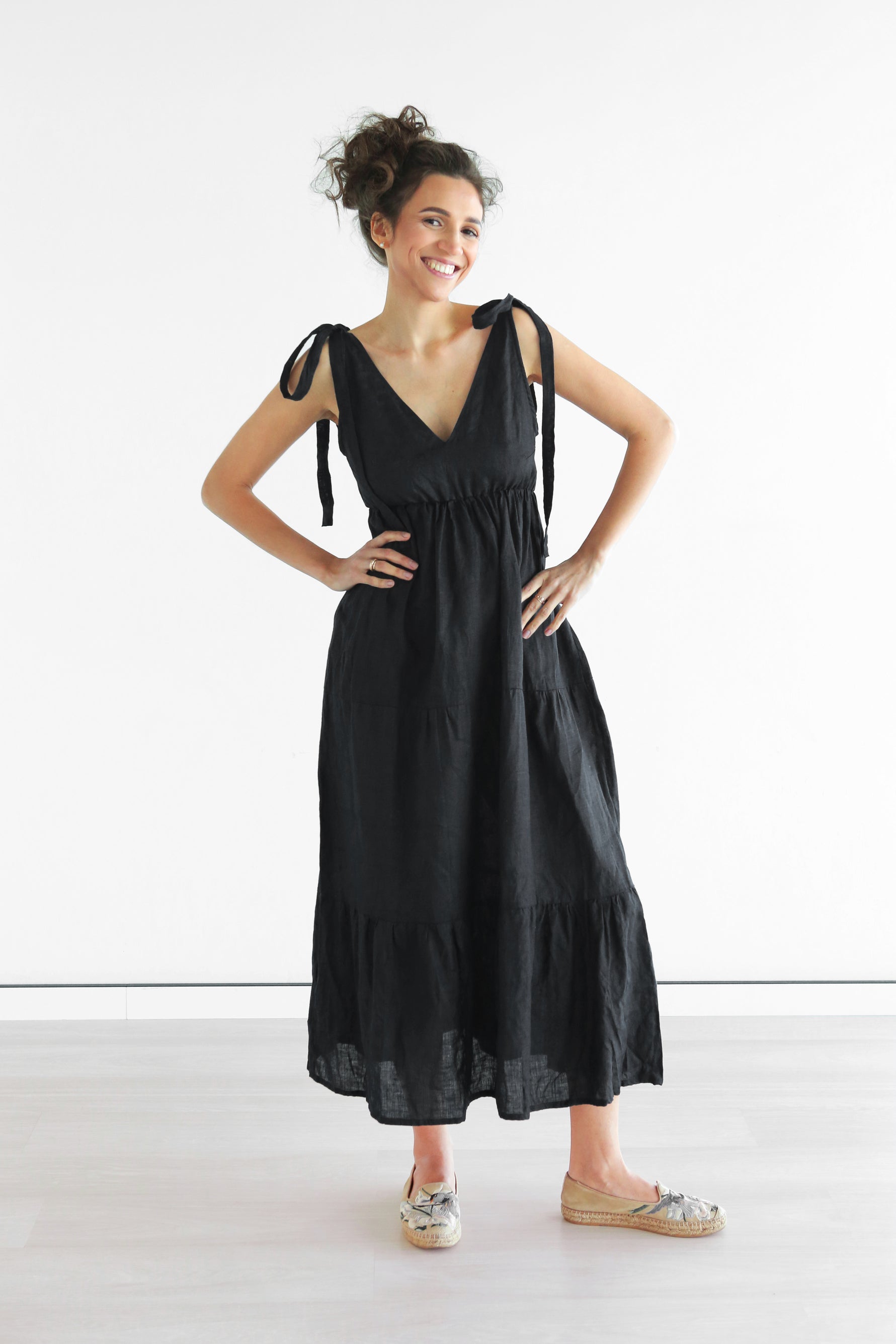 Women's Linen Sundress MELIA in Black