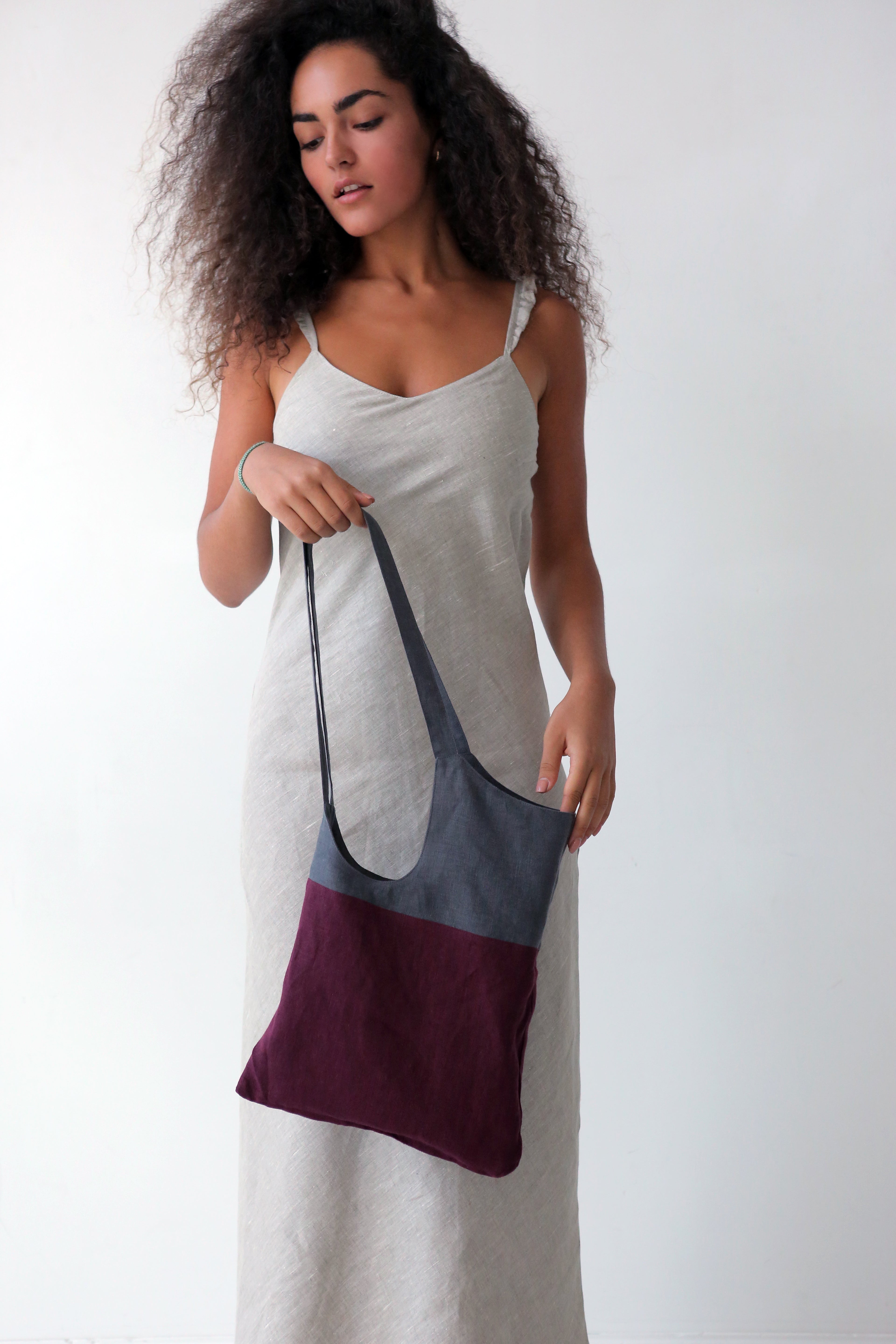 Linen tote bag Double color