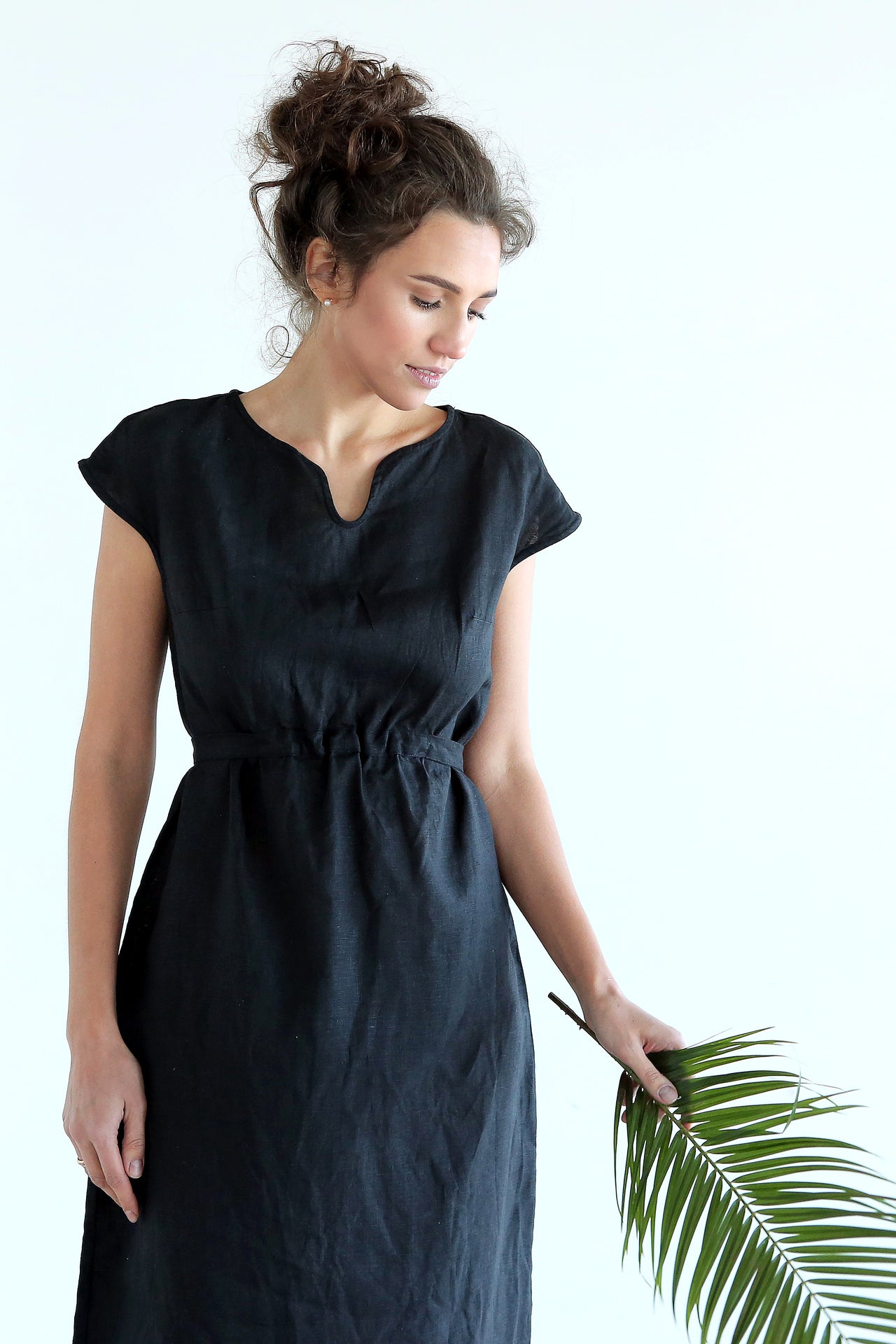 Women’s Belted Midi Dress LINA in Black