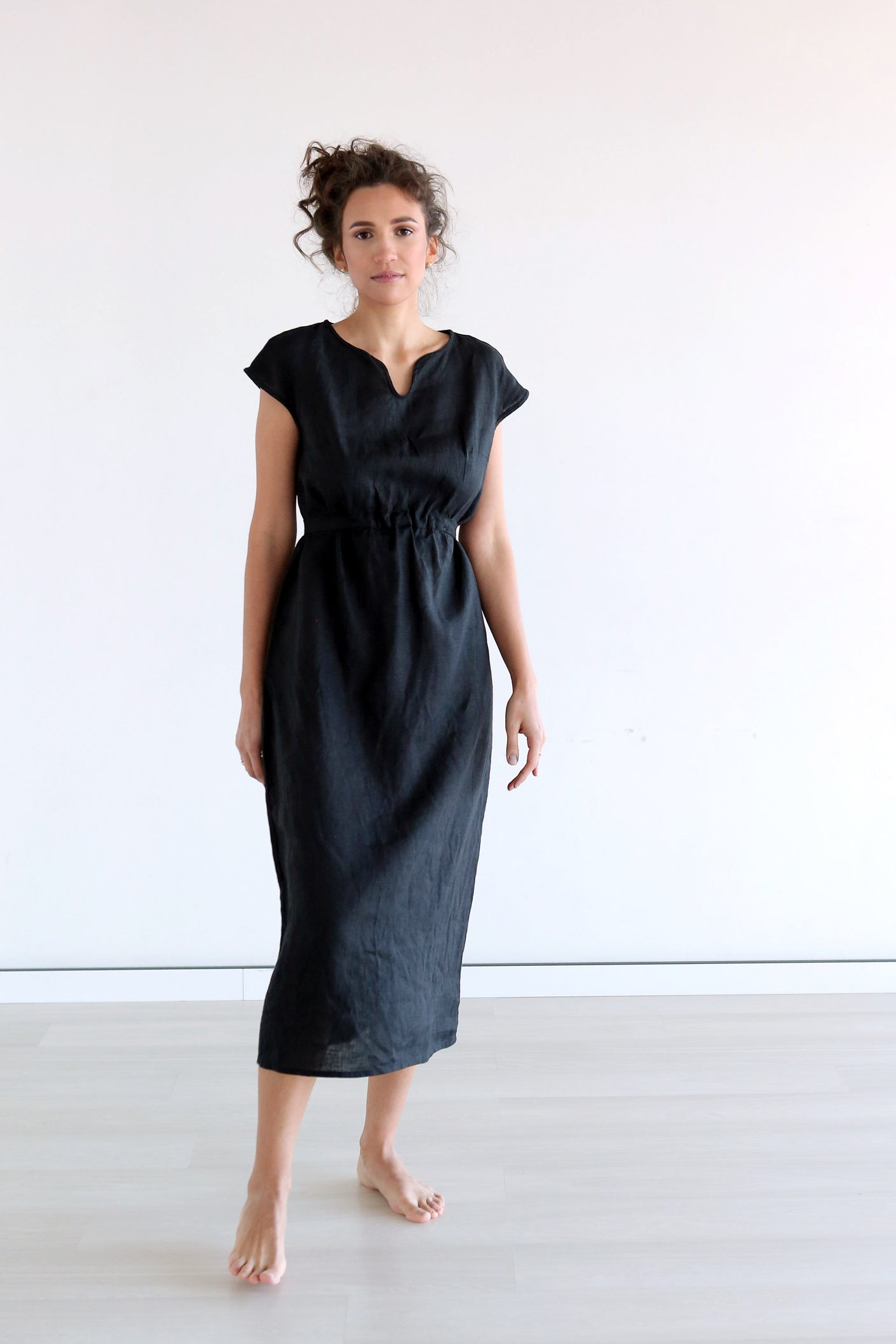 Women’s Belted Midi Dress LINA in Black