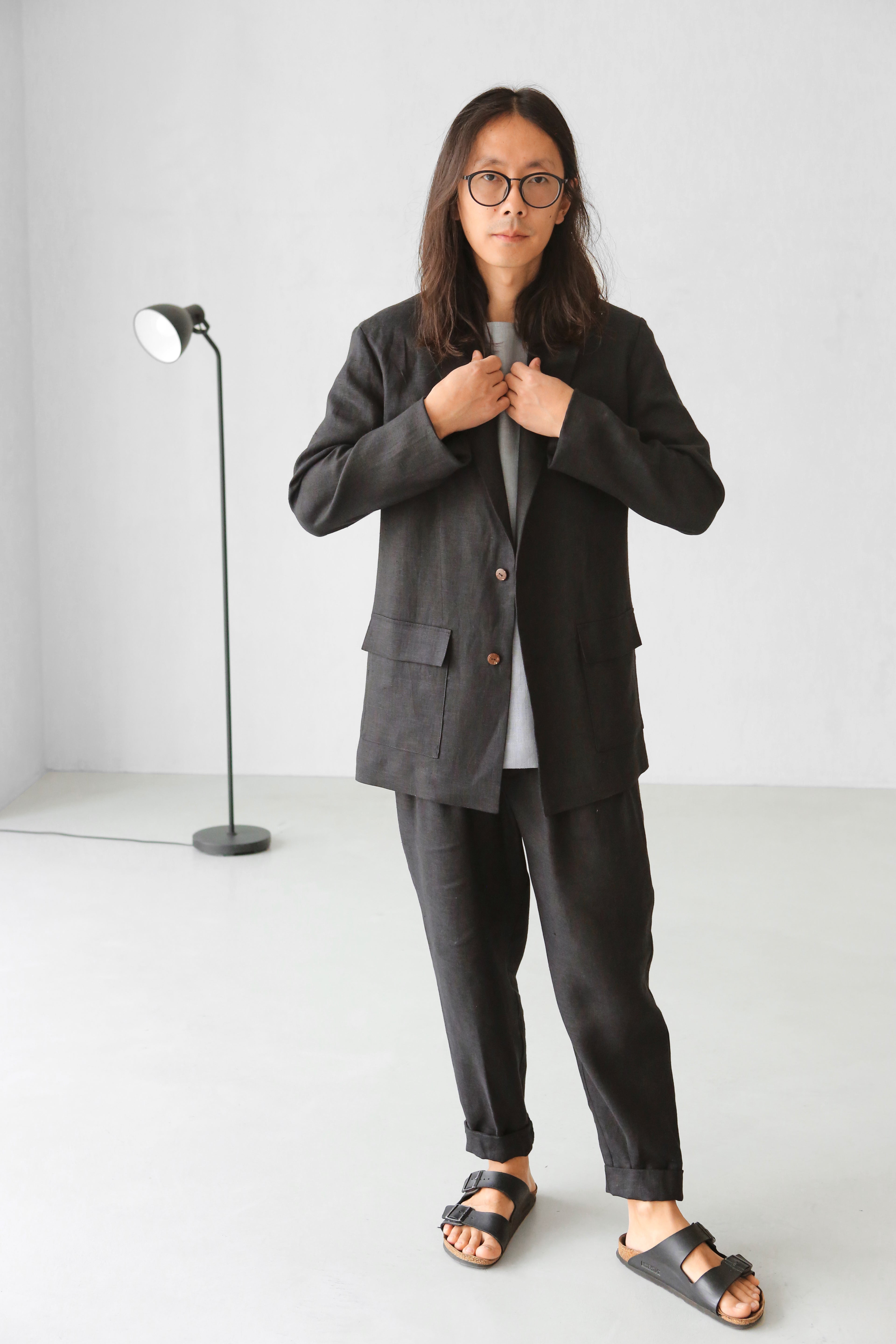 Men’s Linen Jacket LARCH in Black
