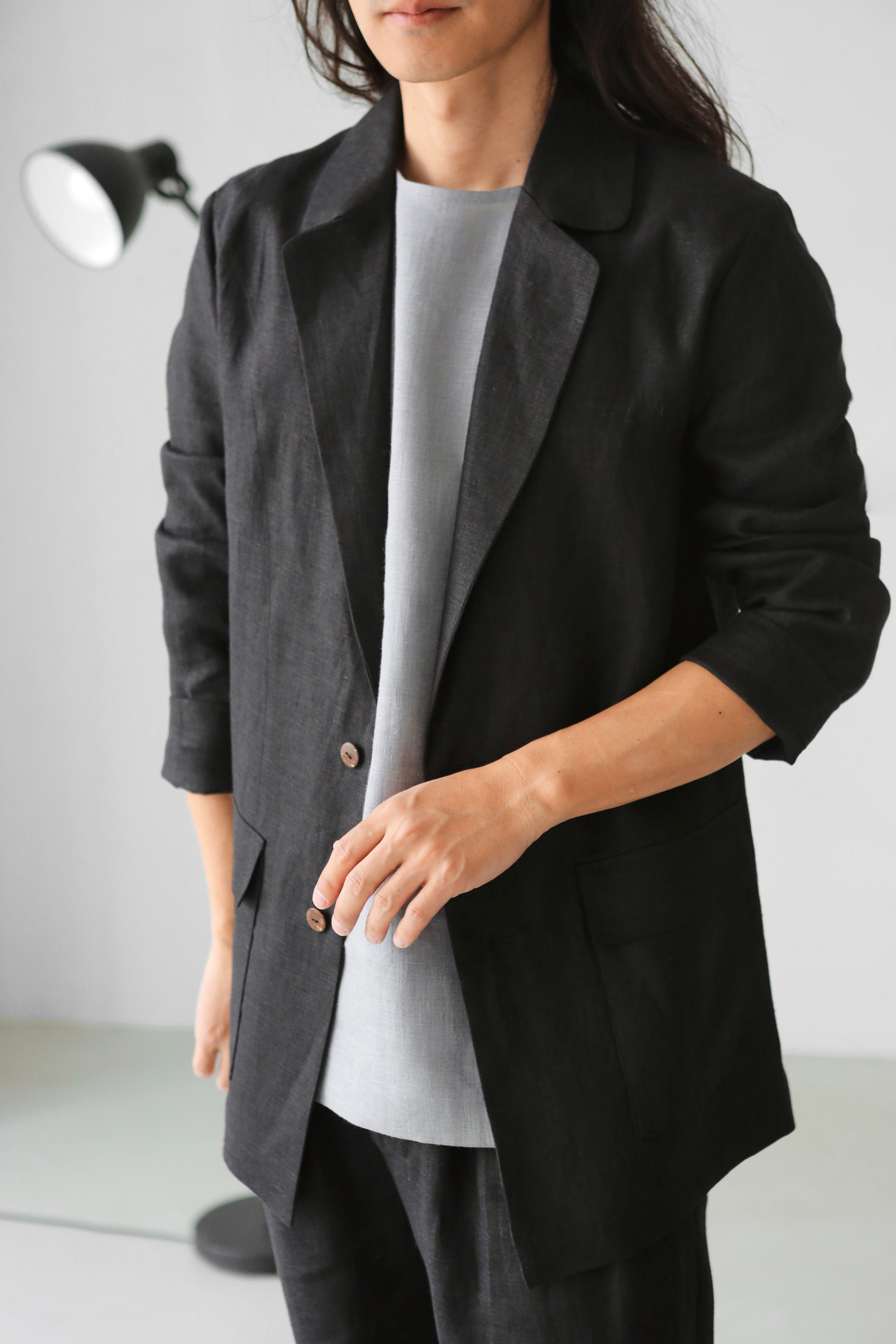 Men's Linen Jacket LARCH in Black