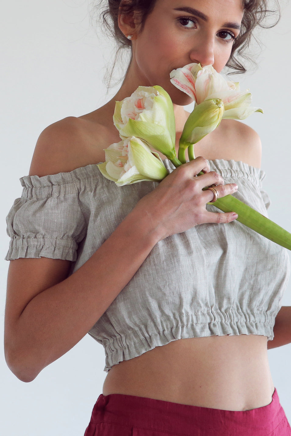 Off-The-Shoulder Crop Top CALLA in Beige