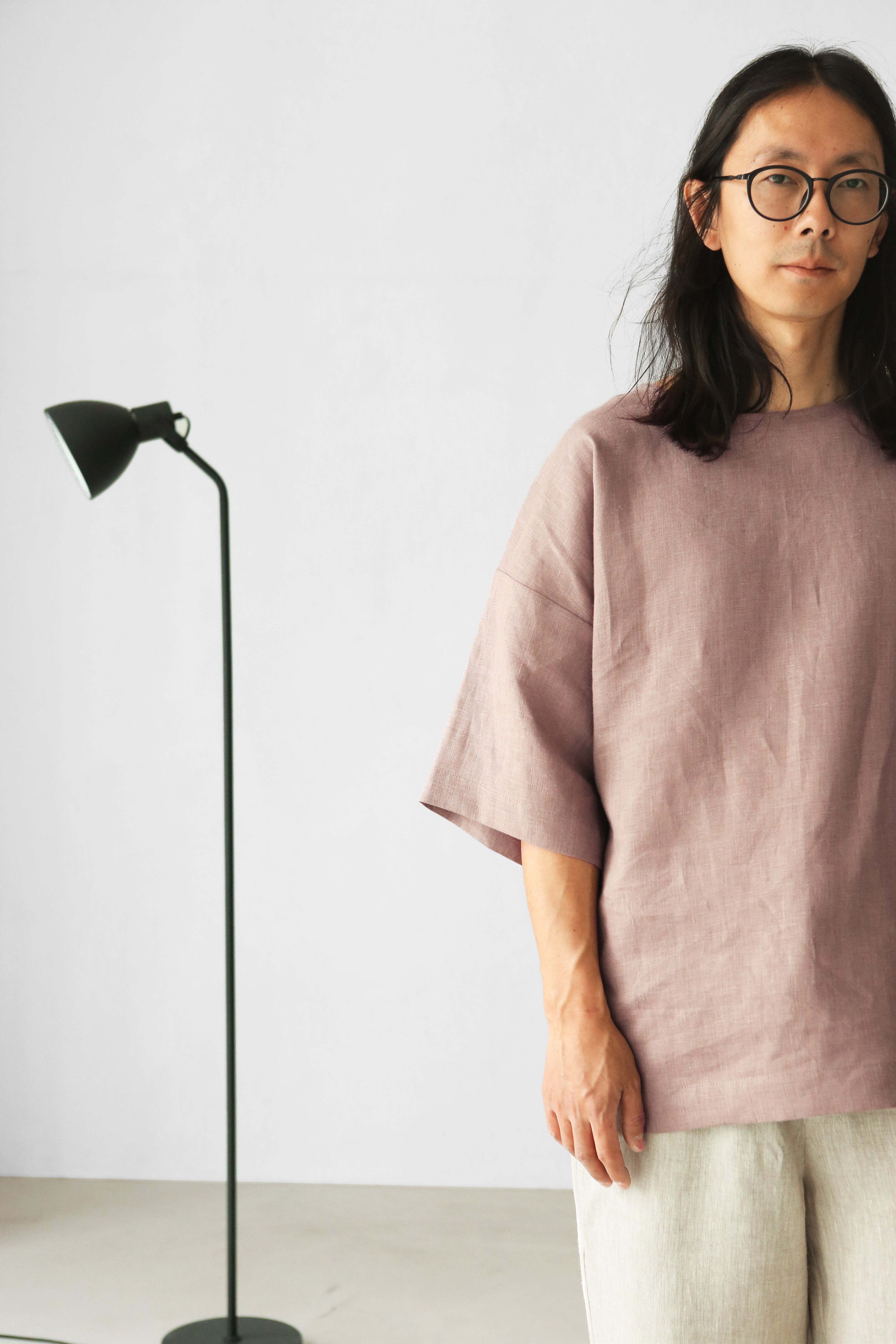Men’s Oversized Linen T-Shirt LOTUS in Latte
