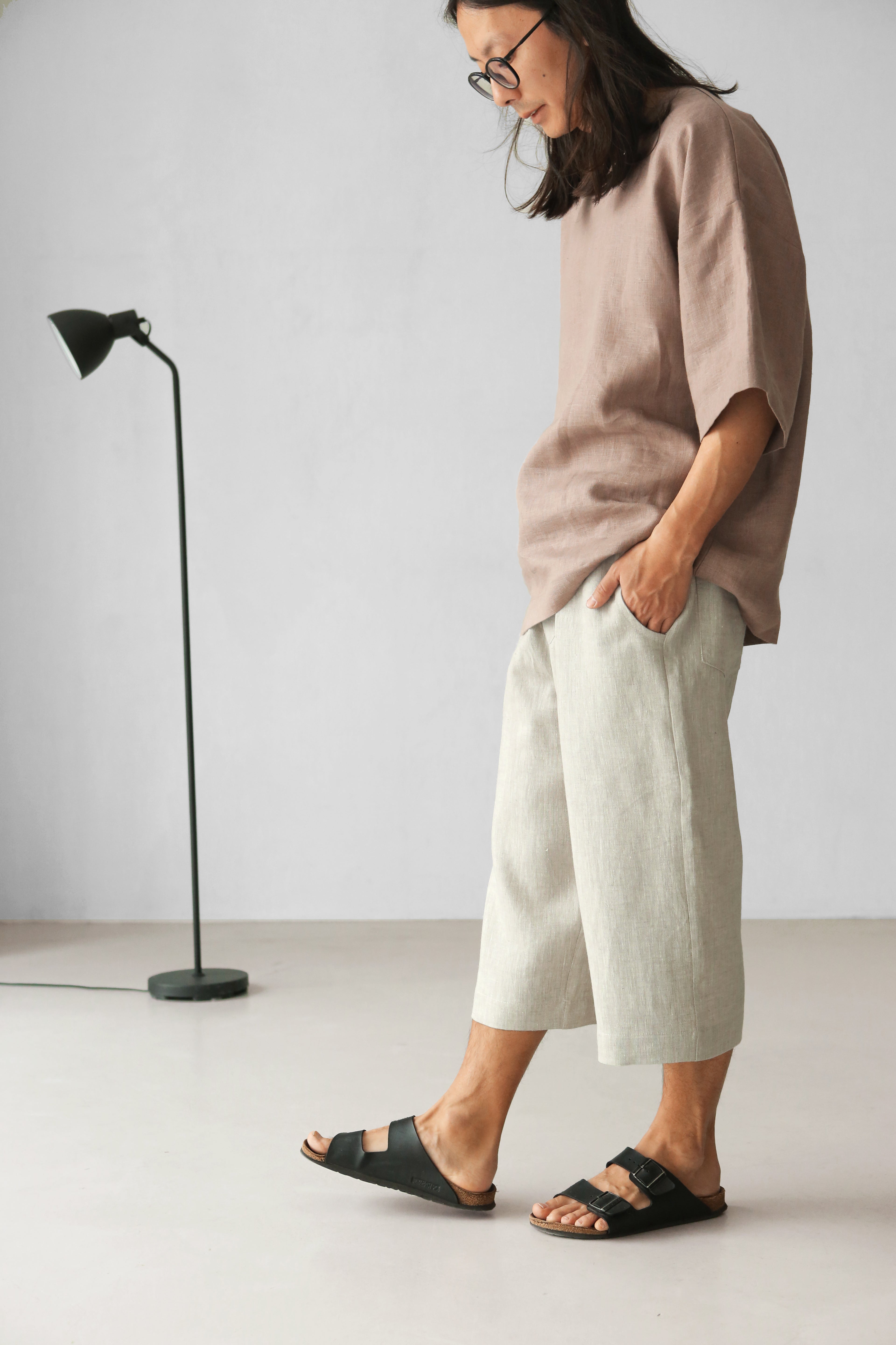 Capri linen pants WILLOW in Beige
