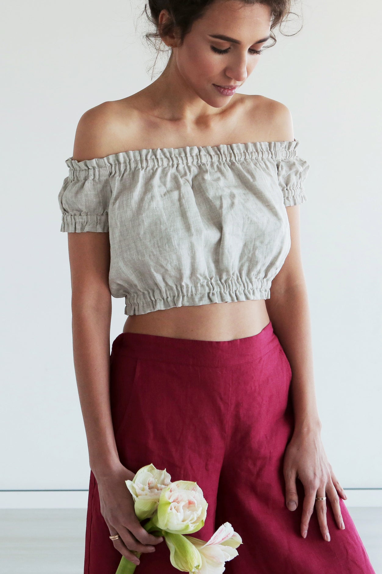 Off-The-Shoulder Crop Top CALLA in Beige