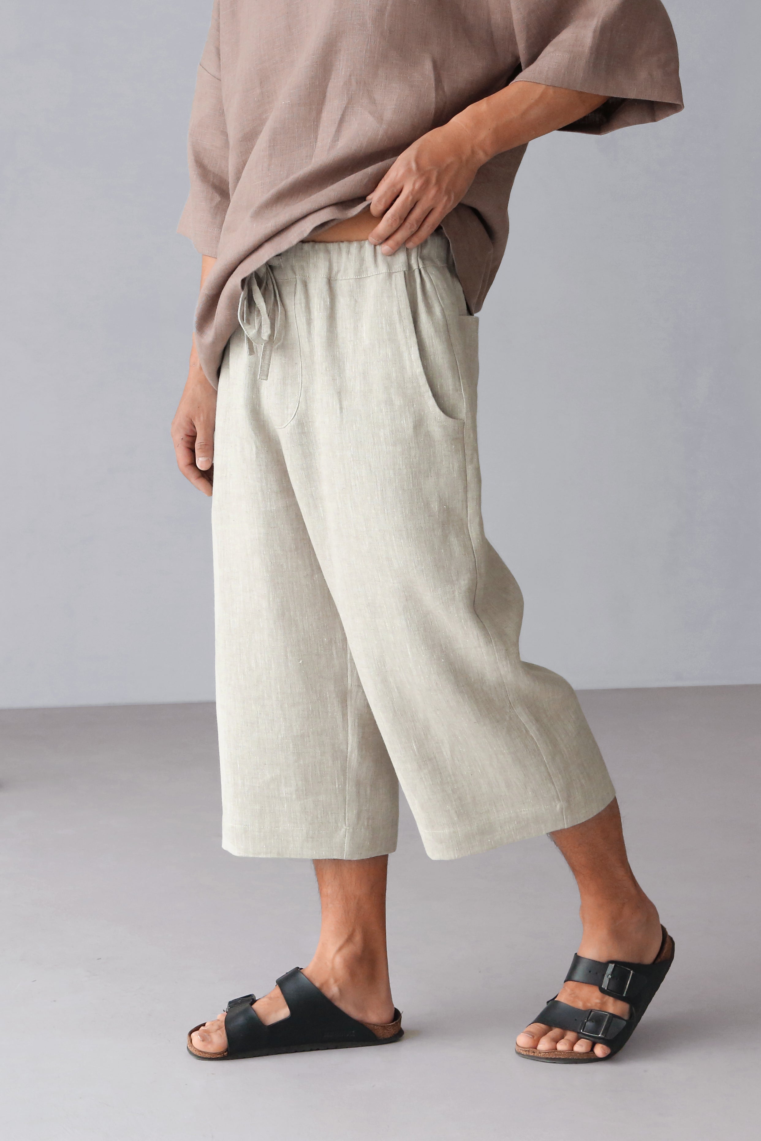 Capri linen pants WILLOW in Beige
