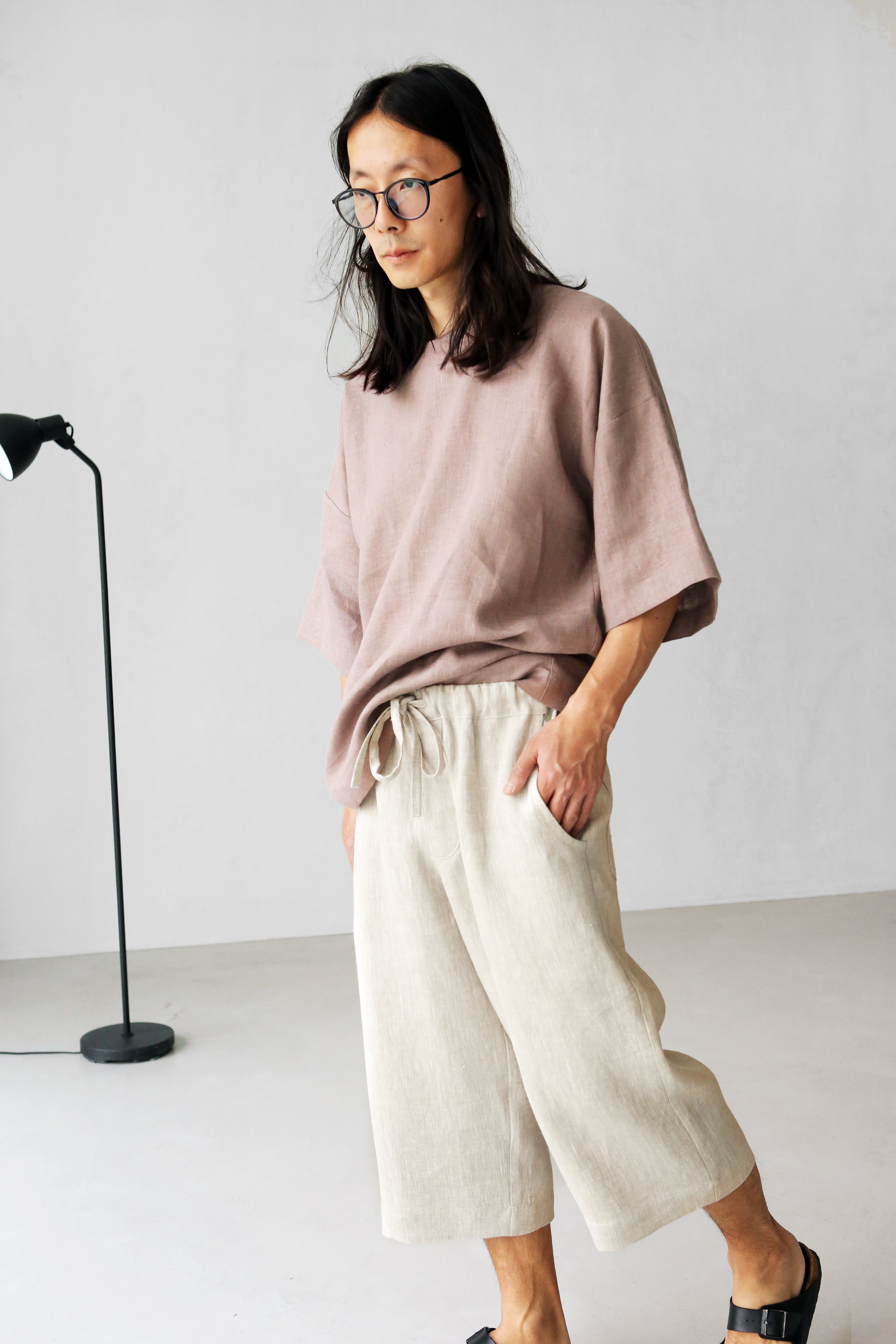 Men’s Oversized Linen T-Shirt LOTUS in Latte