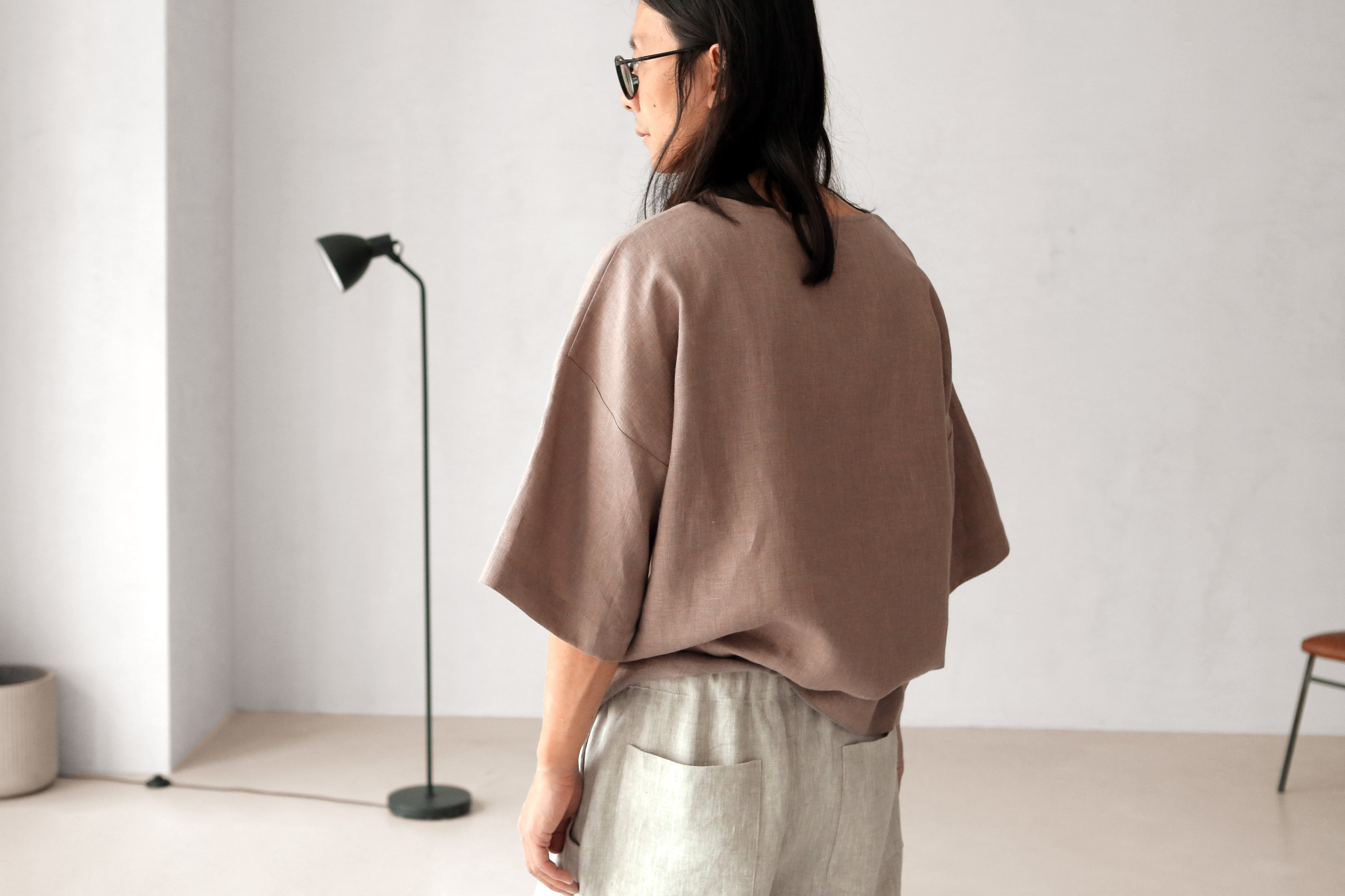 Men’s Oversized Linen T-Shirt LOTUS in Latte