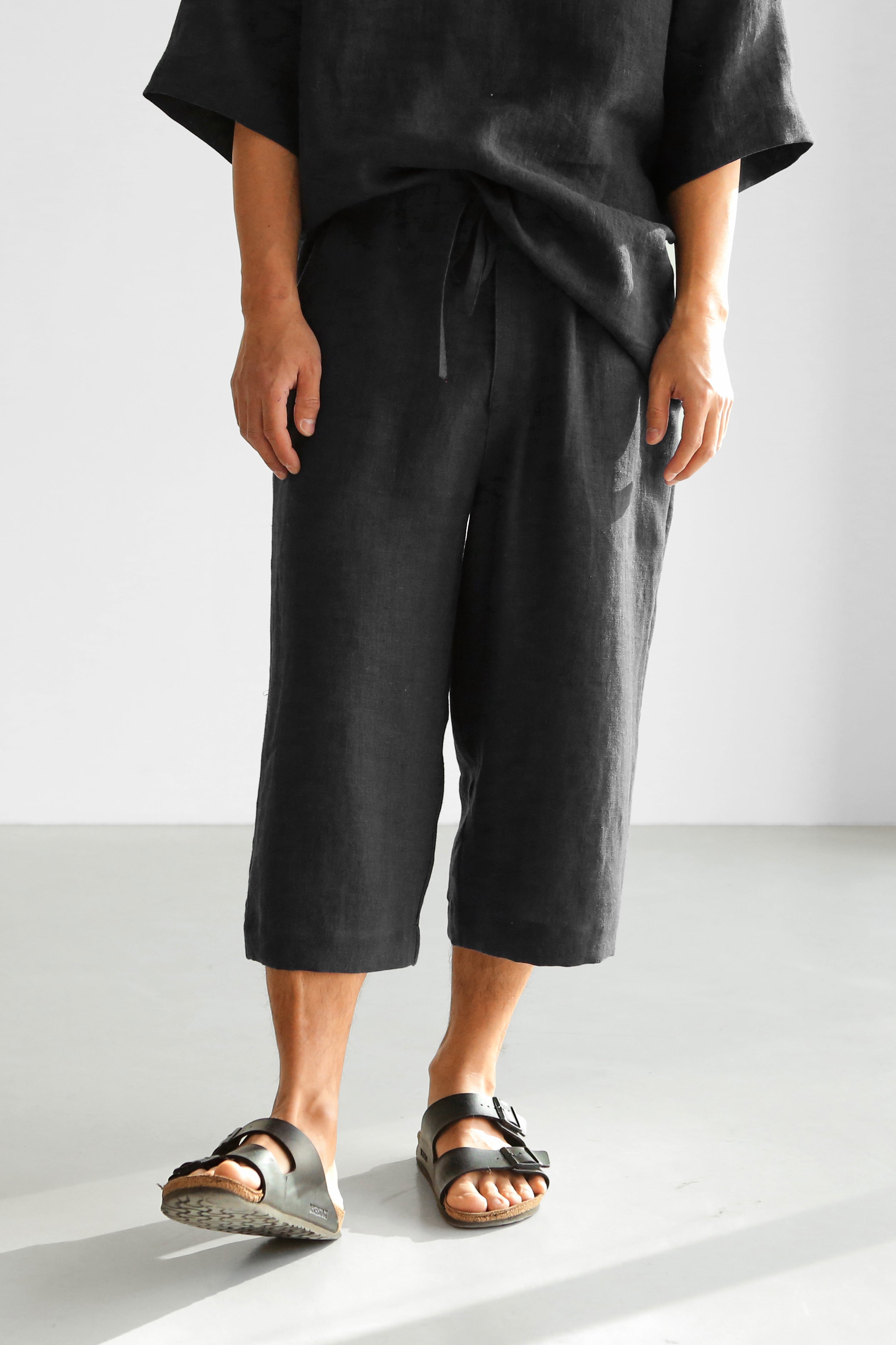 Capri linen pants WILLOW in Black