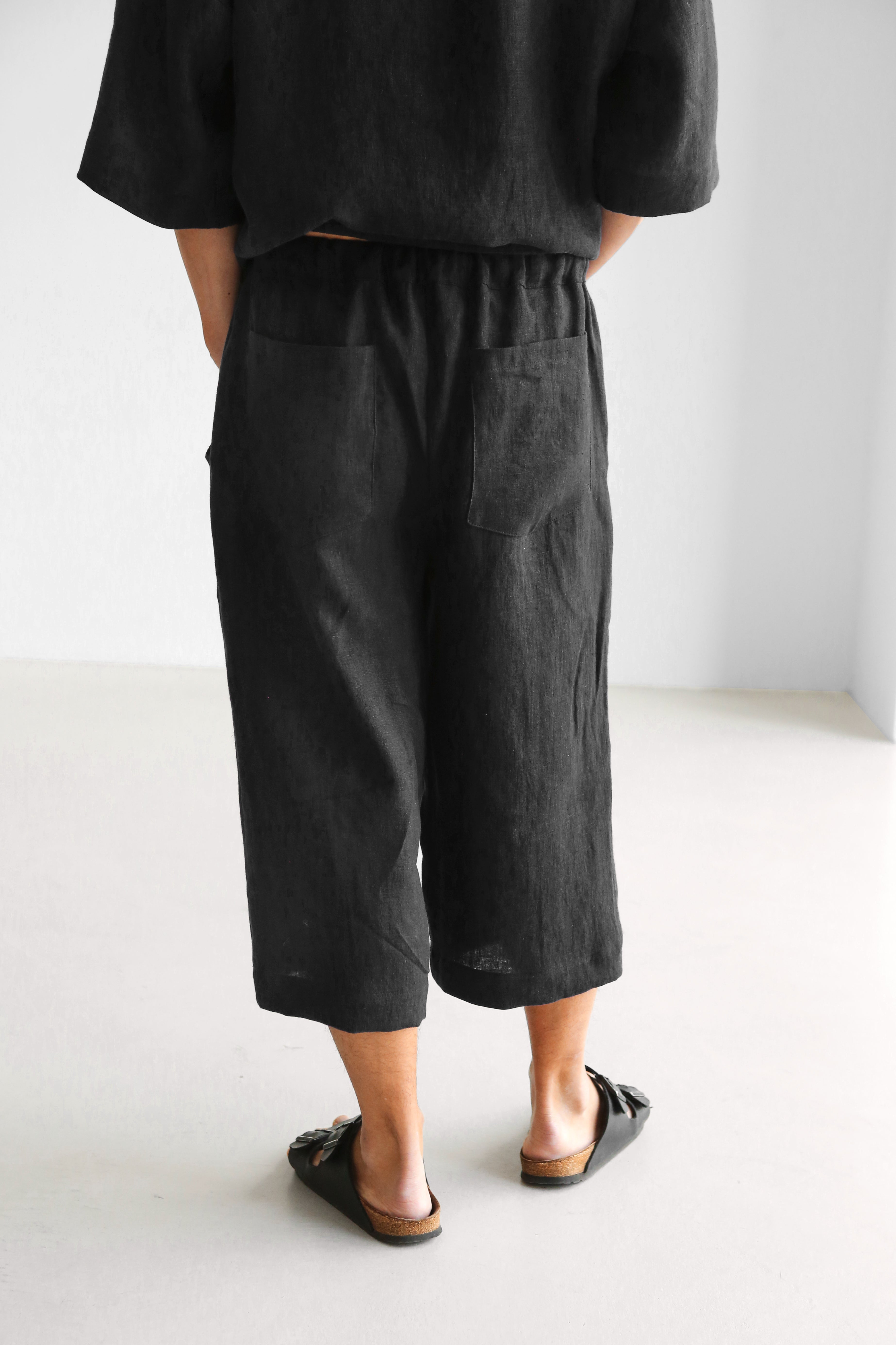 Capri linen pants WILLOW in Black
