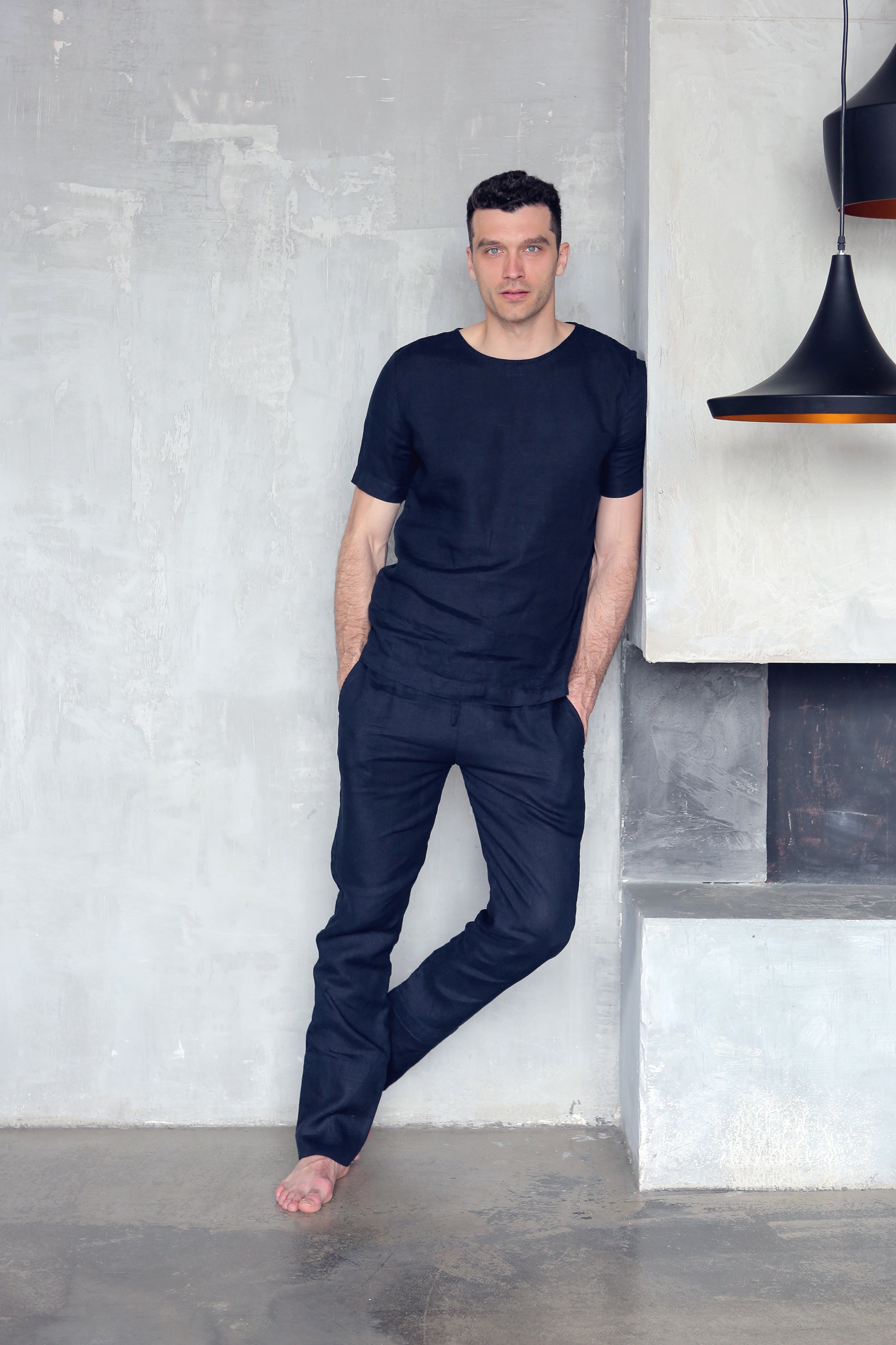 Men’s Linen T-Shirt LINDEN in Dark blue