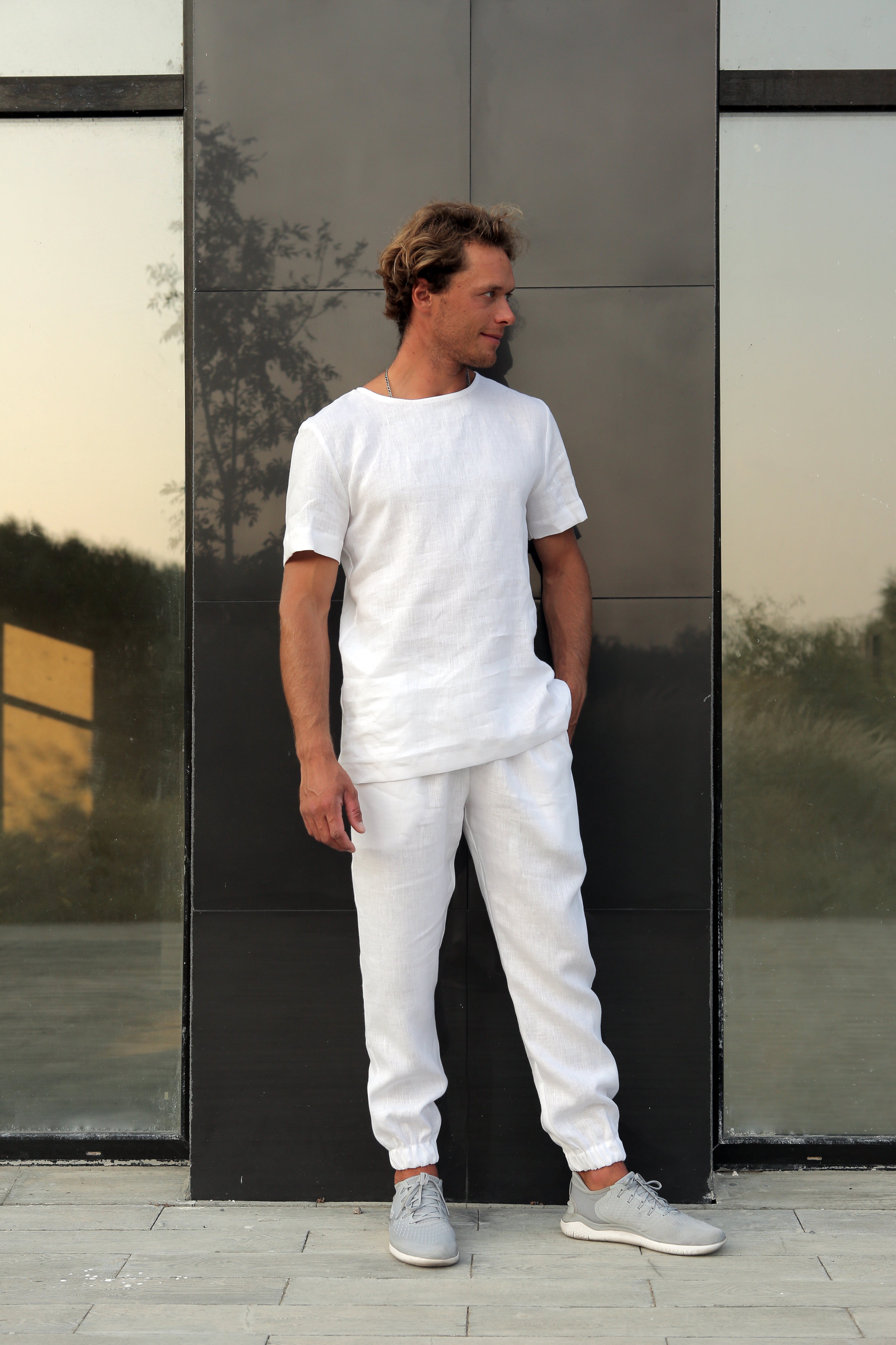 Men’s Linen T-Shirt LINDEN in White