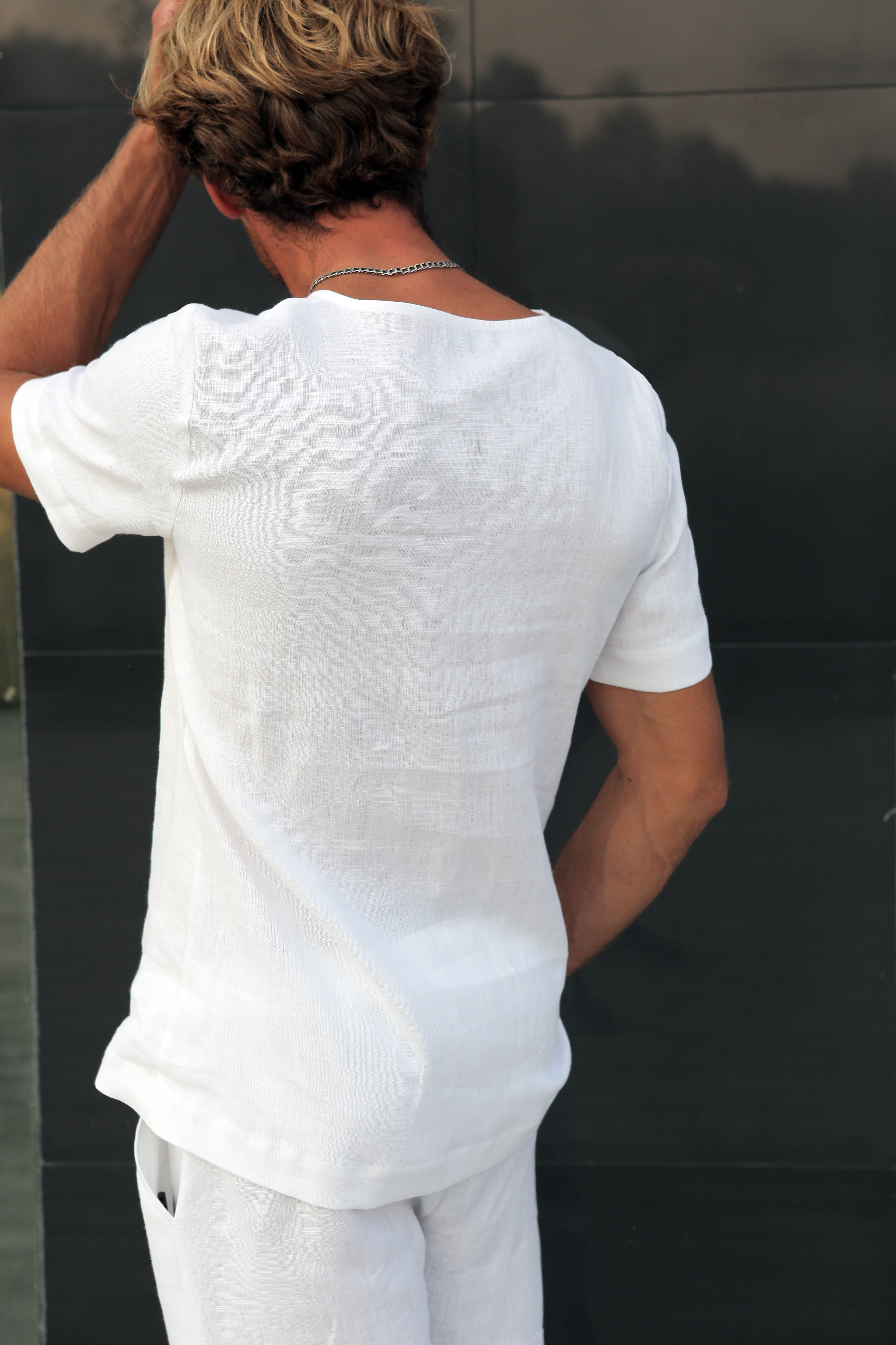 Men's Linen T-Shirt LINDEN in White