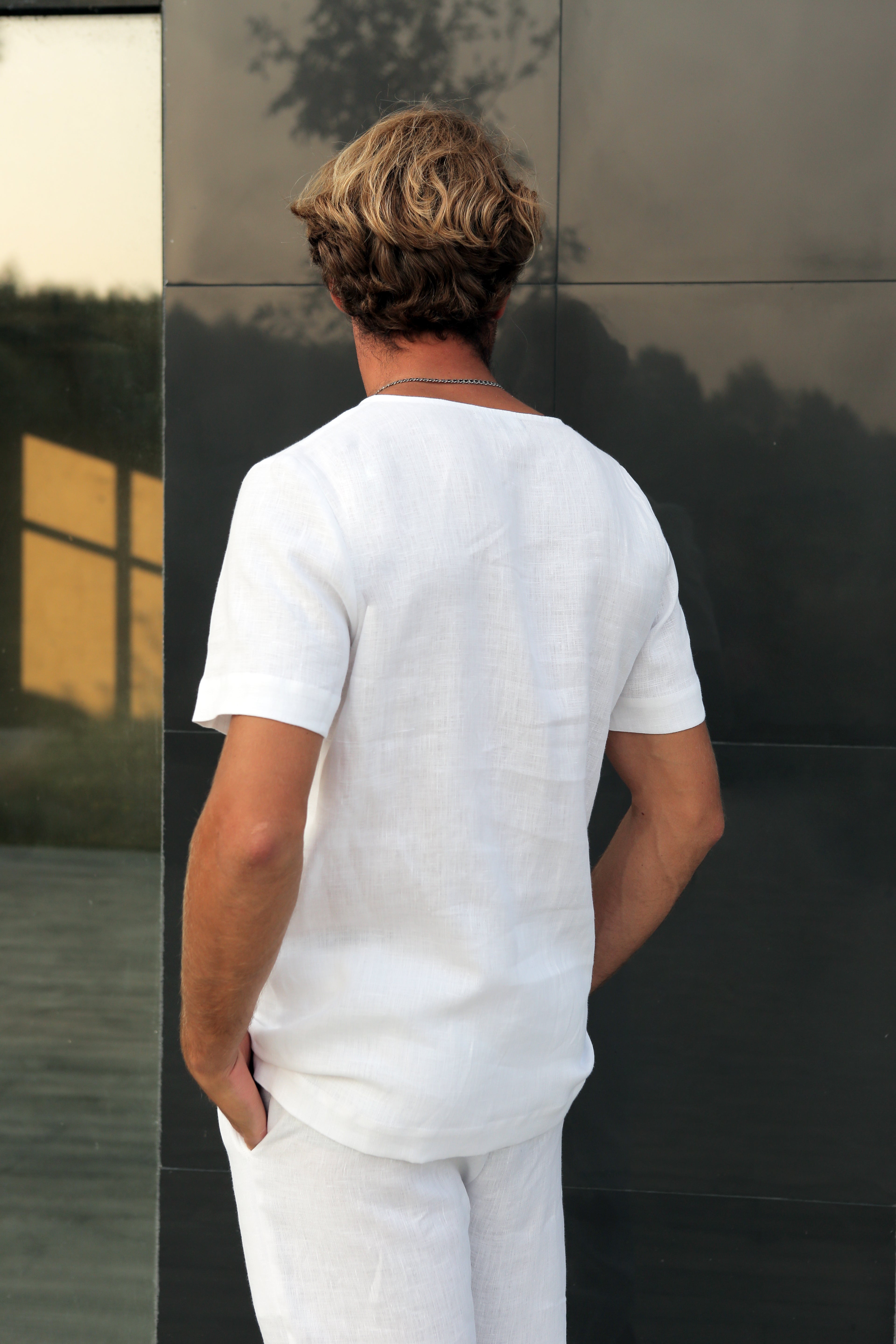 Men's Linen T-Shirt LINDEN in White