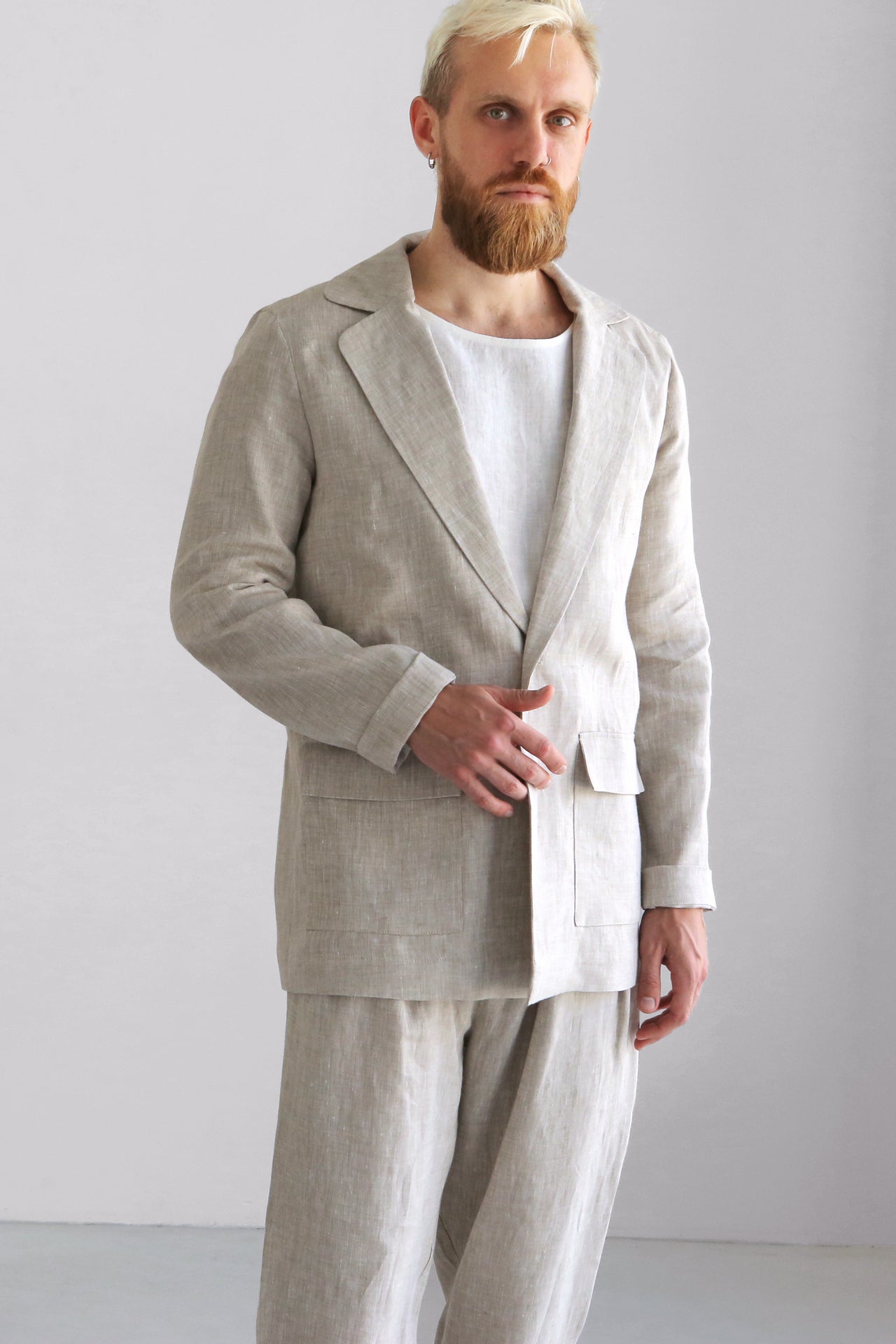 Men's Linen Jacket LARCH in Beige