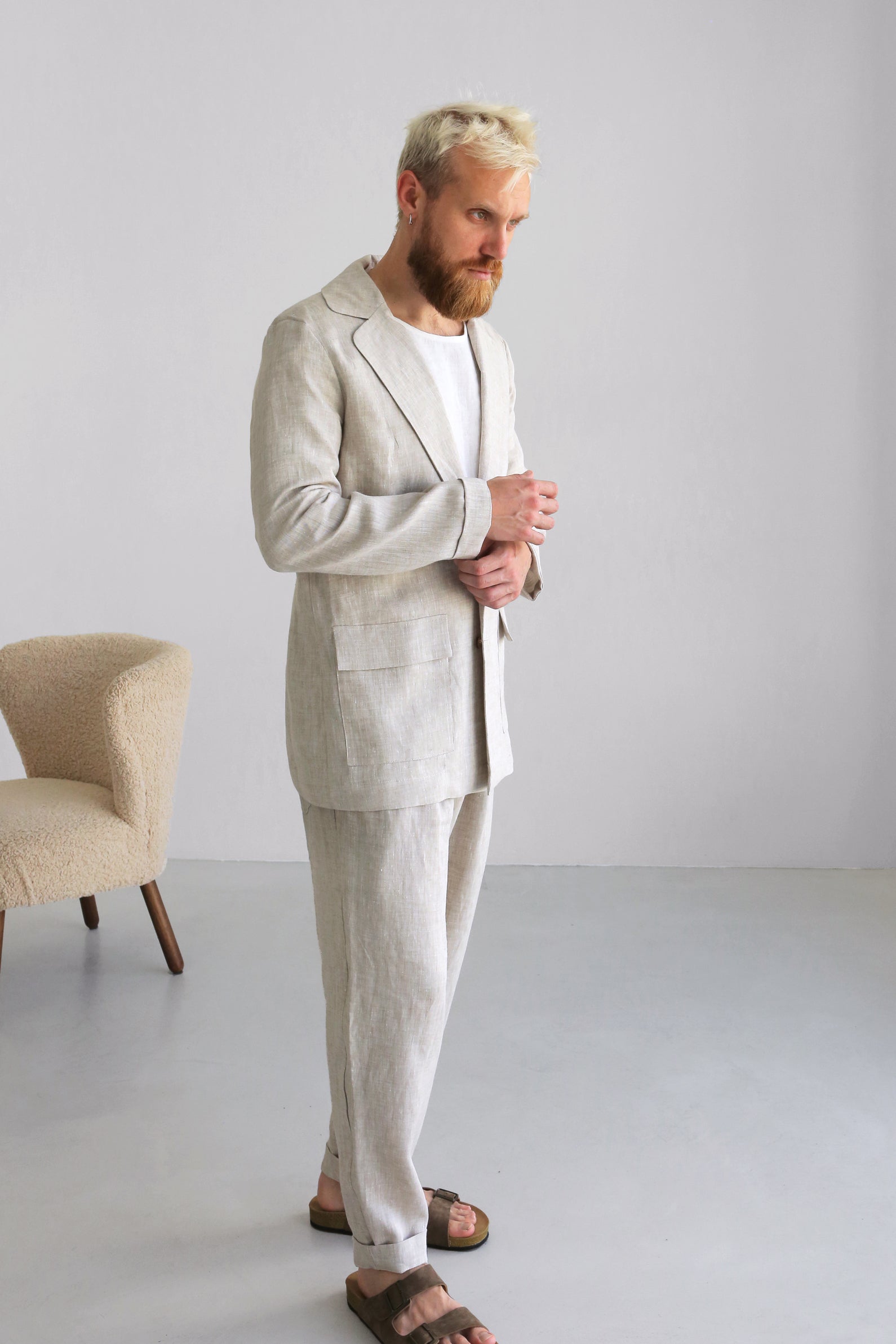 Men’s Linen Jacket LARCH in Beige