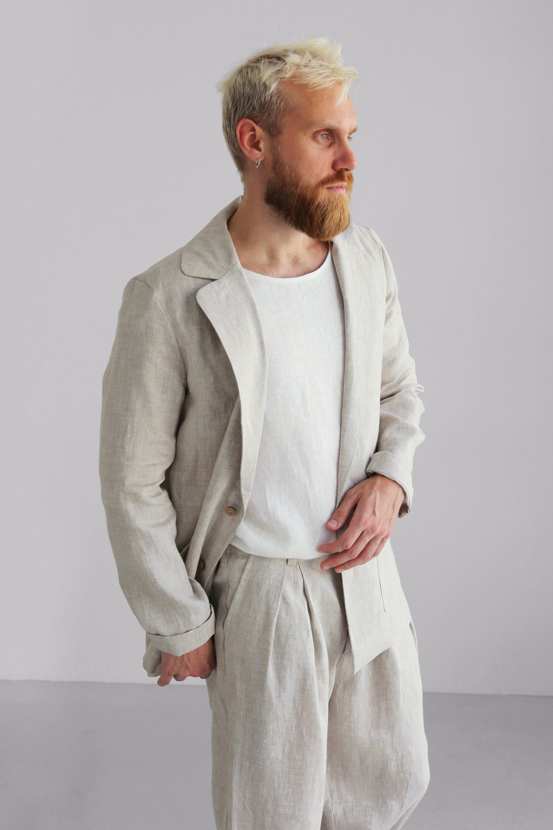 Men's Linen Jacket LARCH in Beige